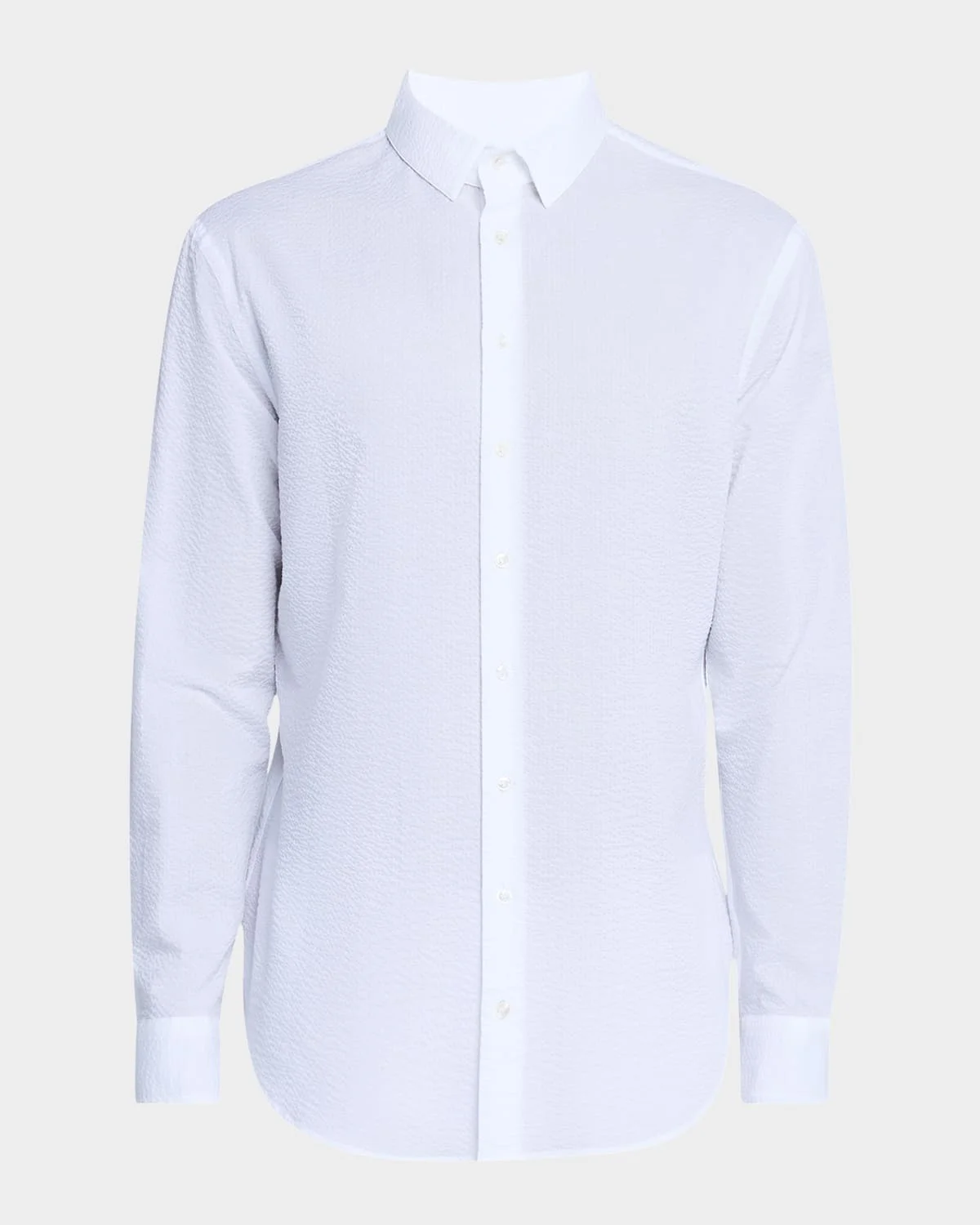 Men's Solid Seersucker Sport Shirt - 1
