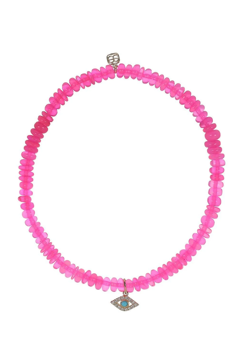 Hot Pink Opal Turquoise Evil Eye Charm Bracelet - 1