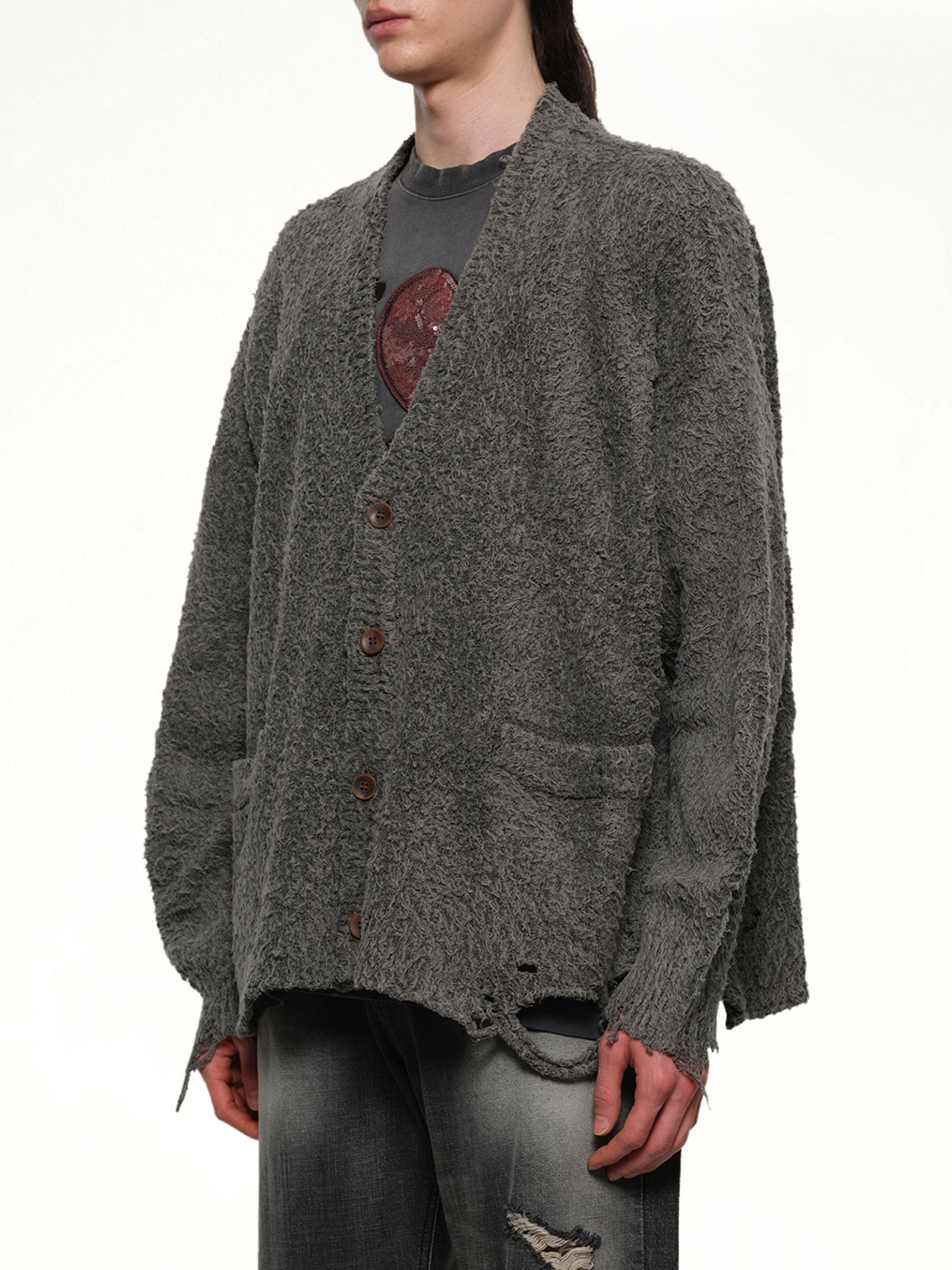 Backbone Knit Cardigan in Grey - 3
