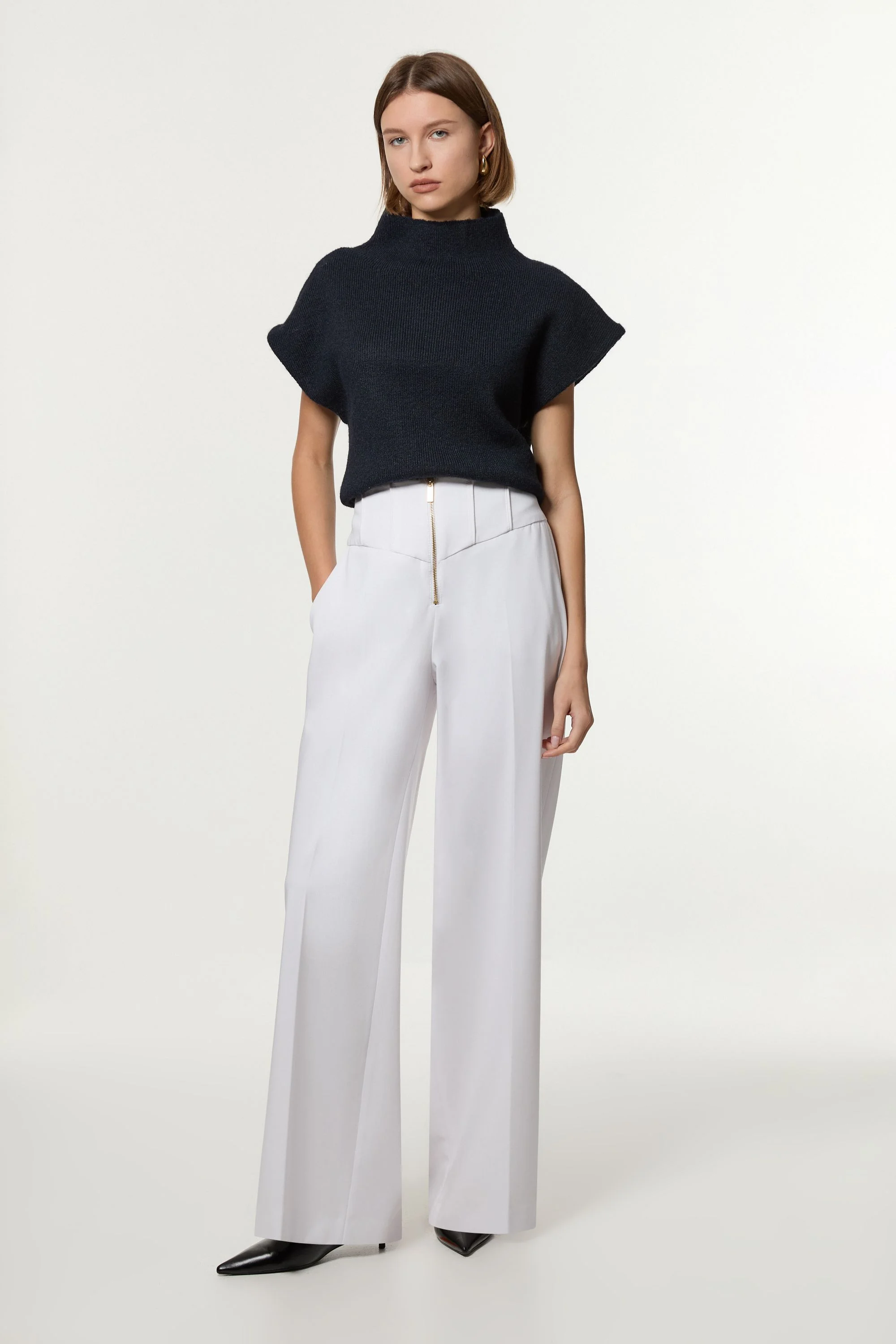 Tailored Stitch Detail Straight Leg Trouser - 1
