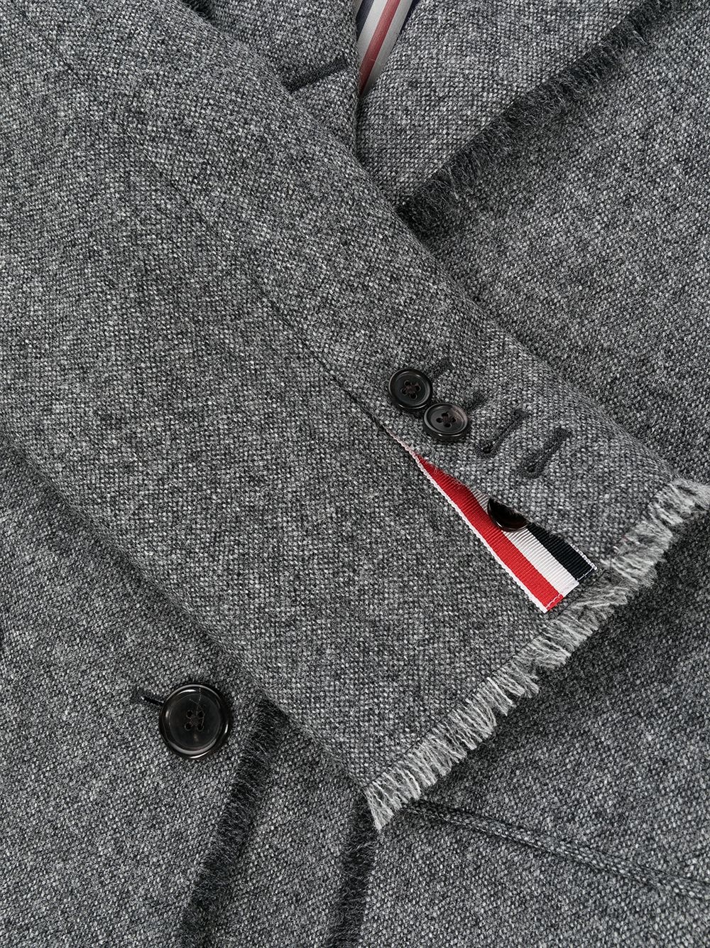 frayed trim single-breasted coat - 7