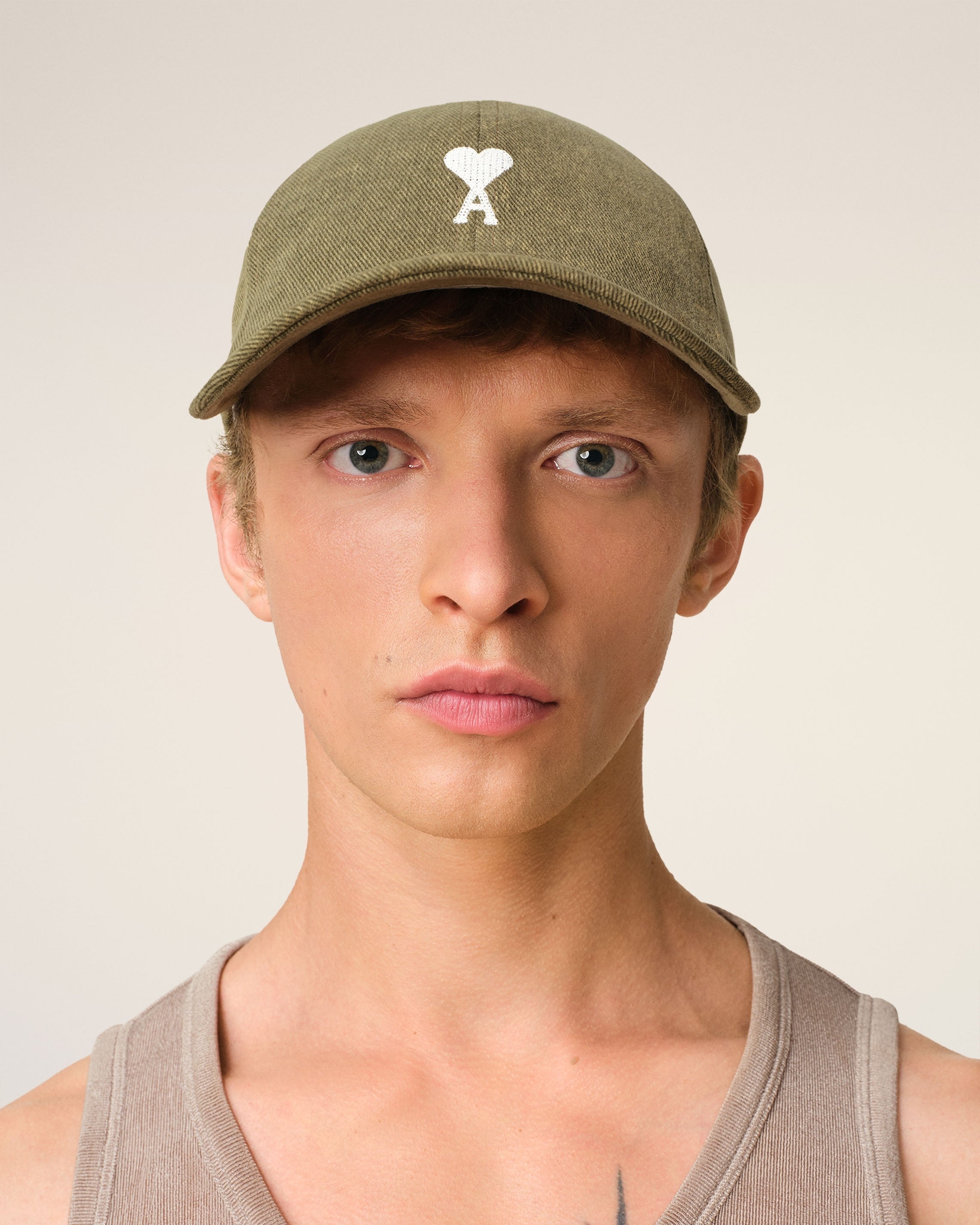 GREEN COTTON AMI DE COEUR EMBROIDERY CAP - 2