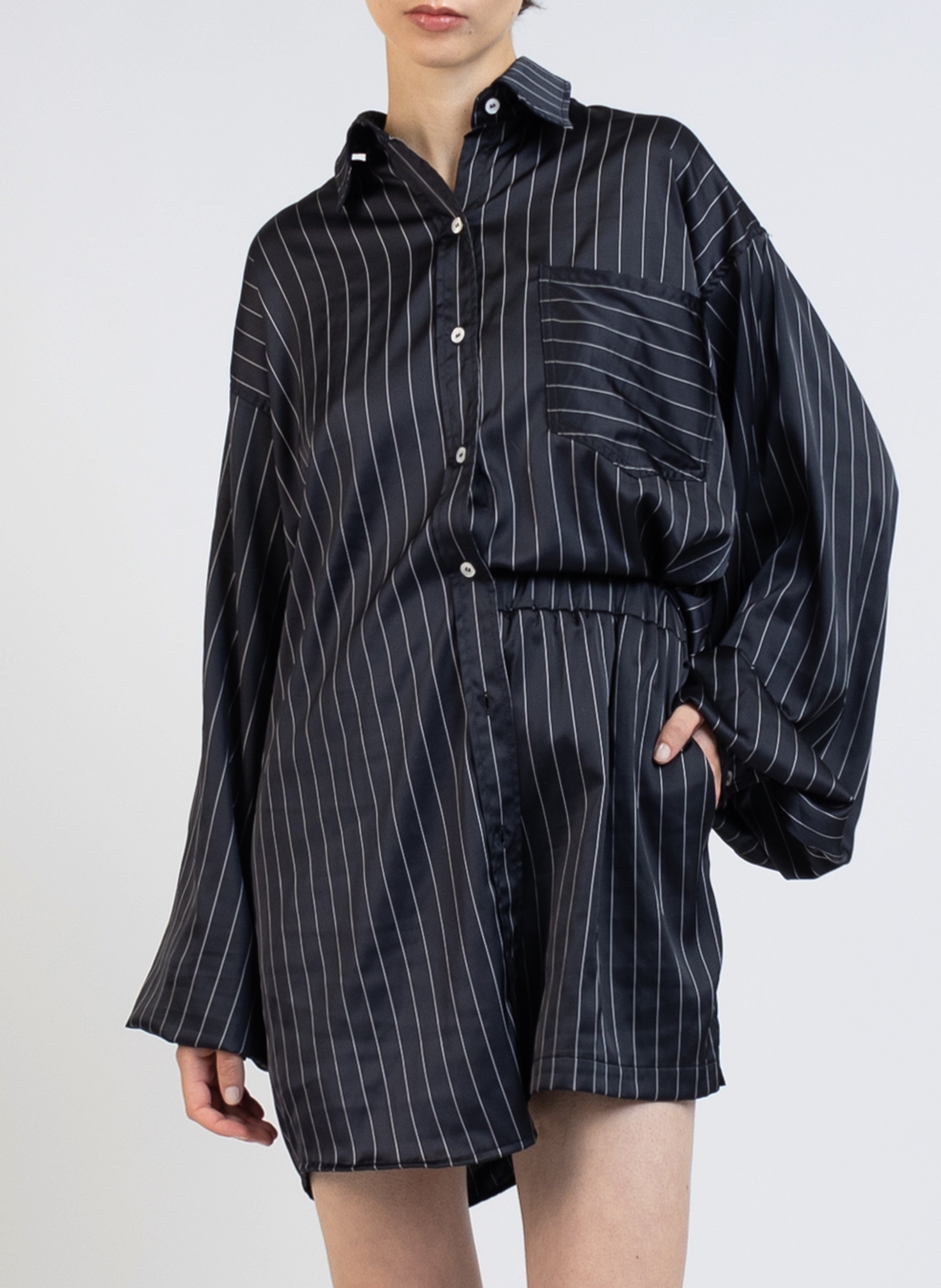 Oversized Shirt/Navy White - 2