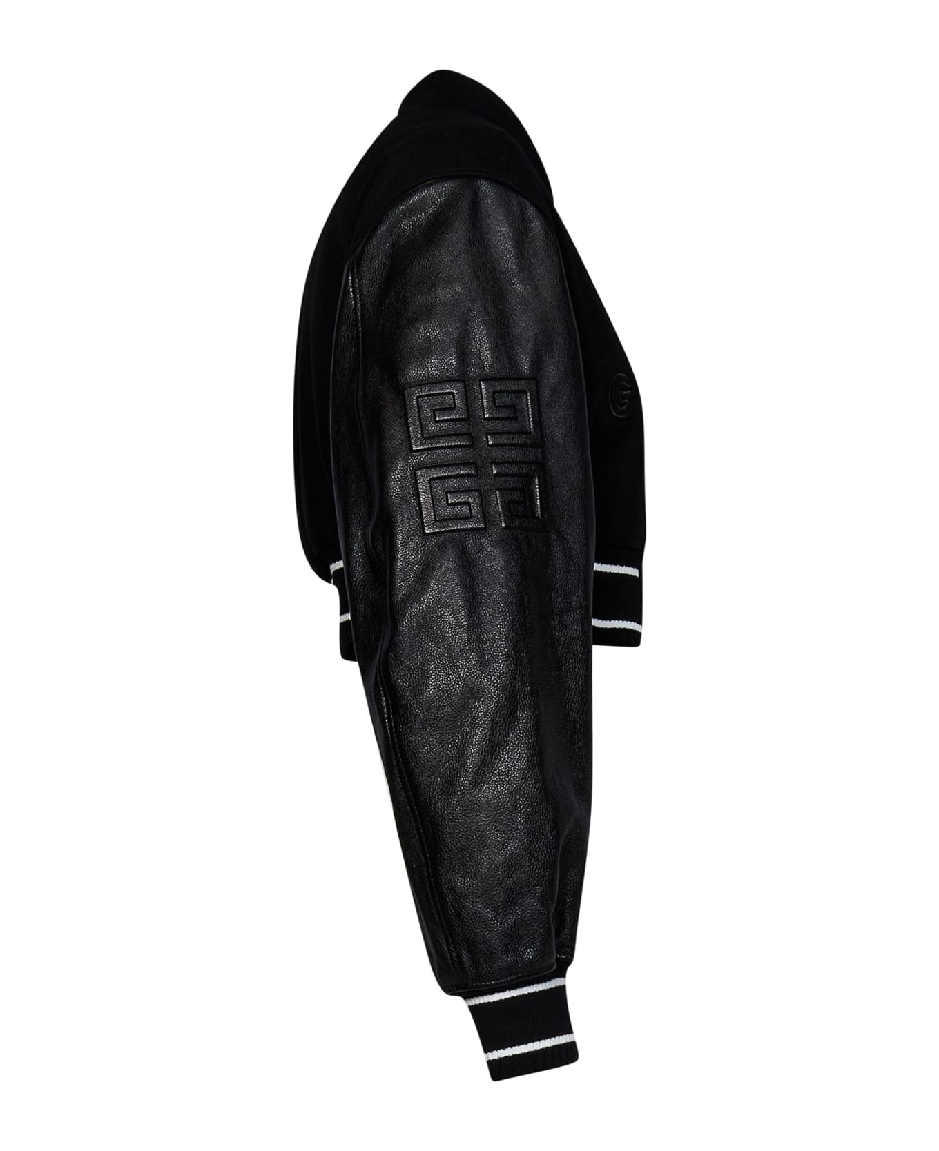 Black Givenchy 4g Short Bomber In Wool And Leather - 3