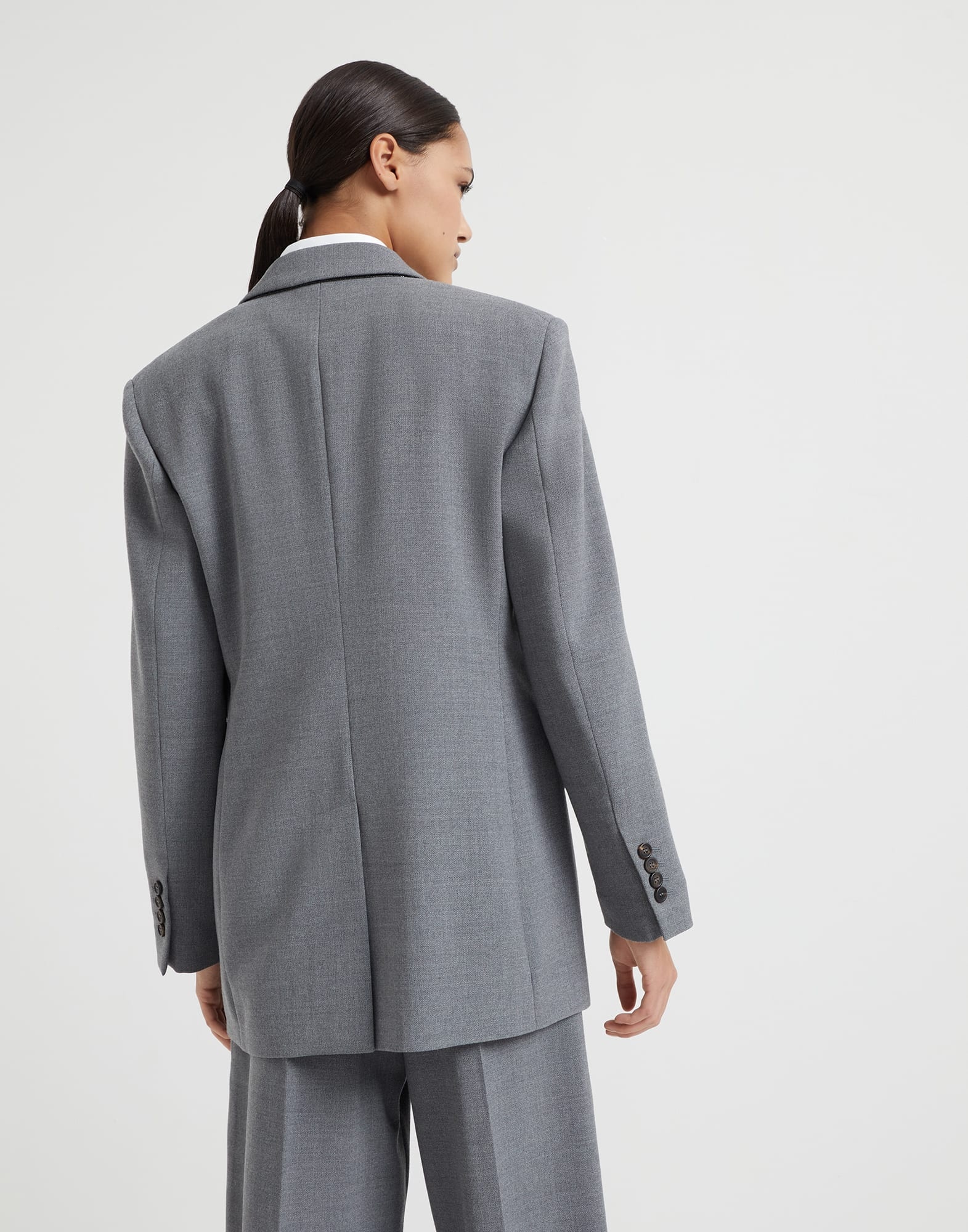 Virgin wool panama blazer with monili - 2