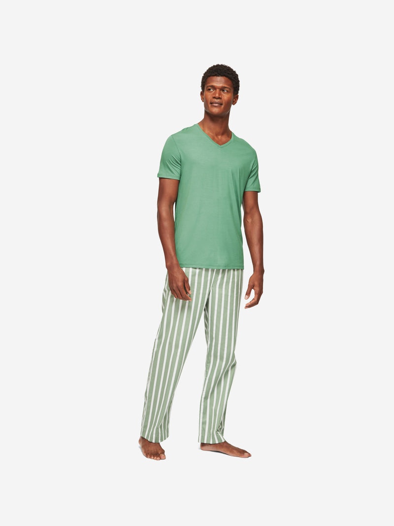 Men's V-Neck T-Shirt Basel Micro Modal Stretch Sage Green - 3