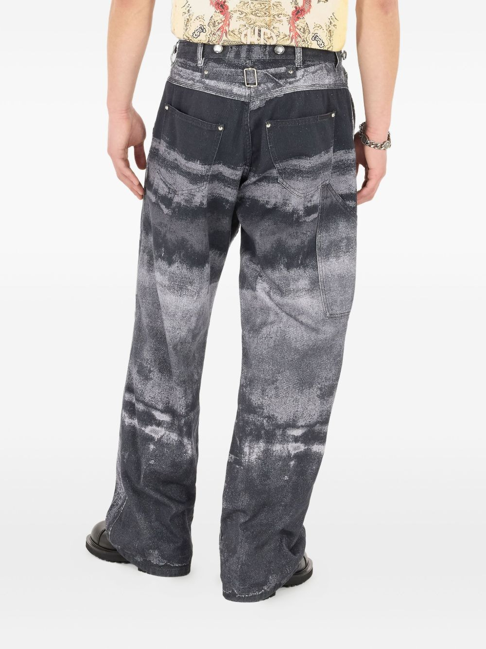 abstract-print cotton trousers - 4