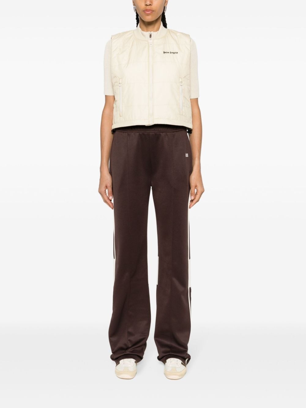 logo-embroidered cropped gilet - 2