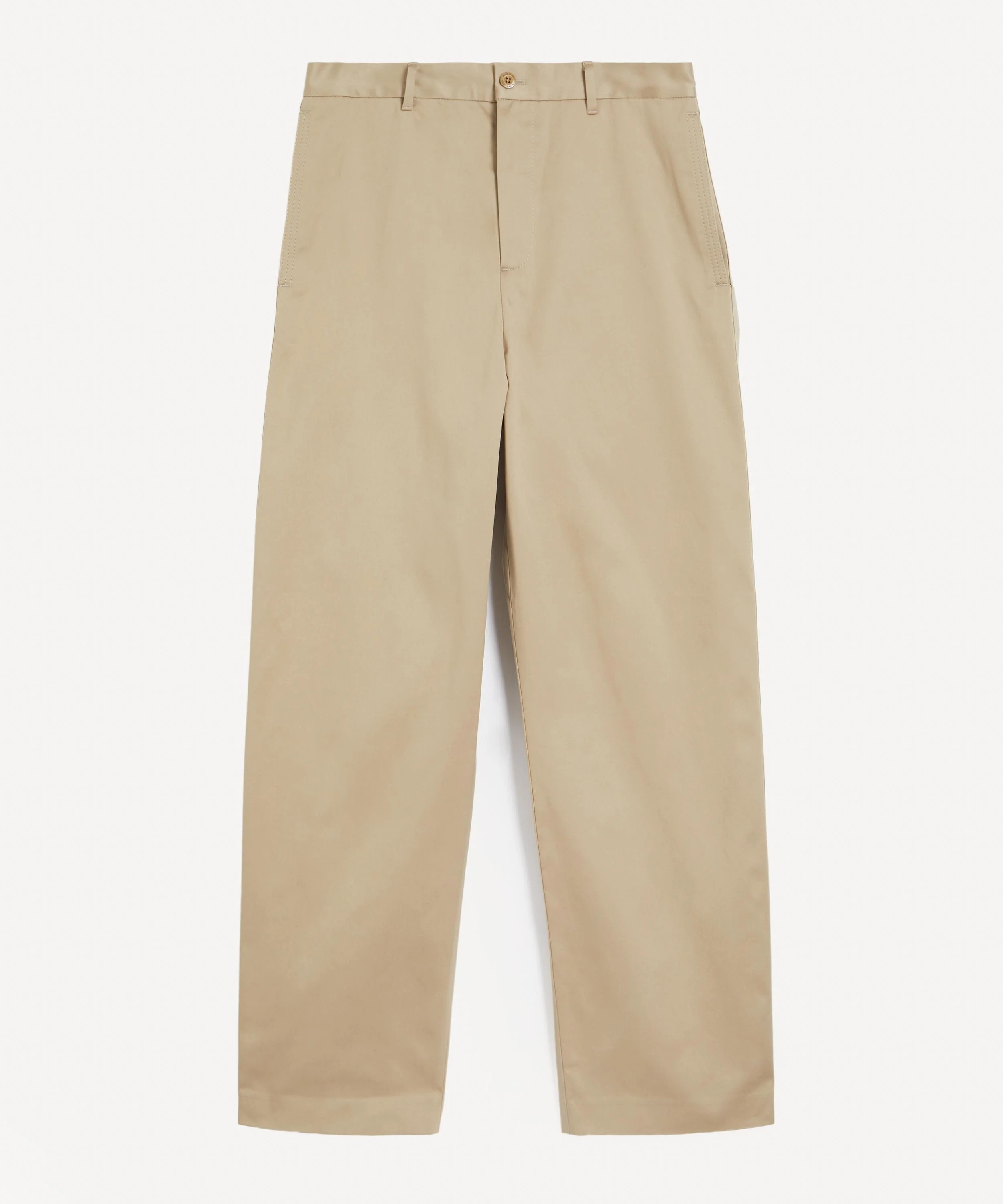 Beige Cotton Satin Trousers - 1