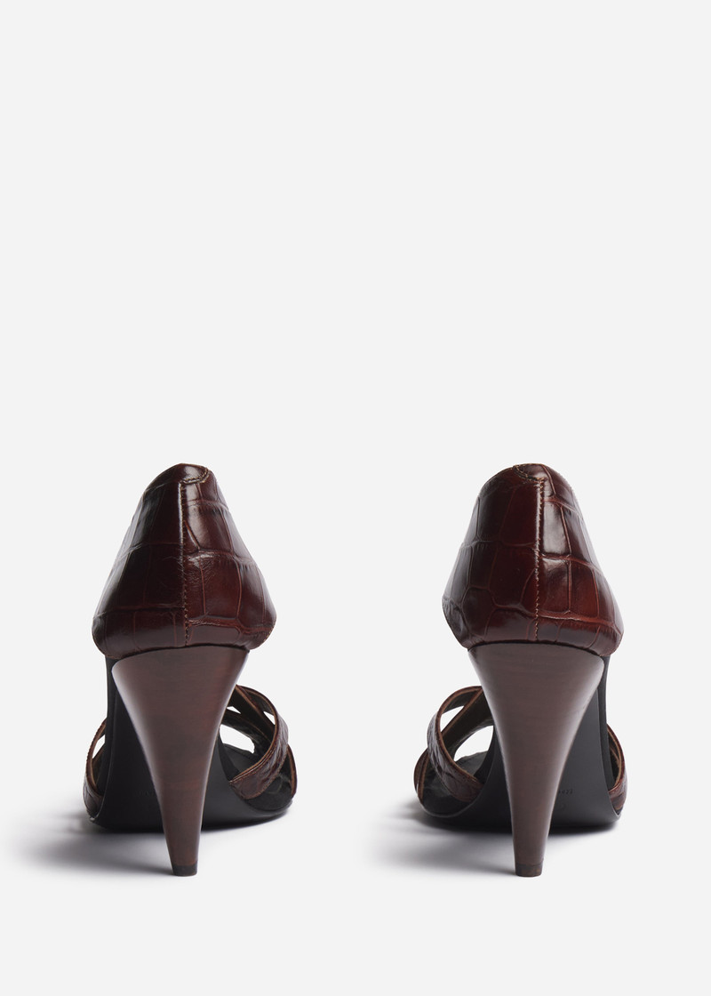 Open Toe Heeled Sandal in Crocodile Leather 3