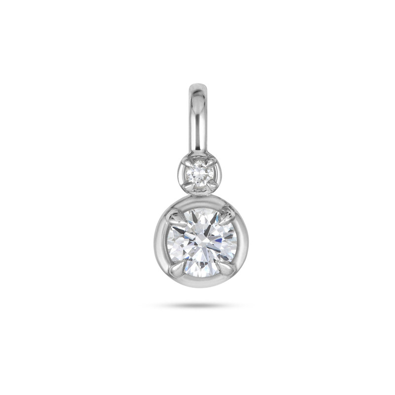 Silver LAB-Created Round Diamond Bonbon Charm 1