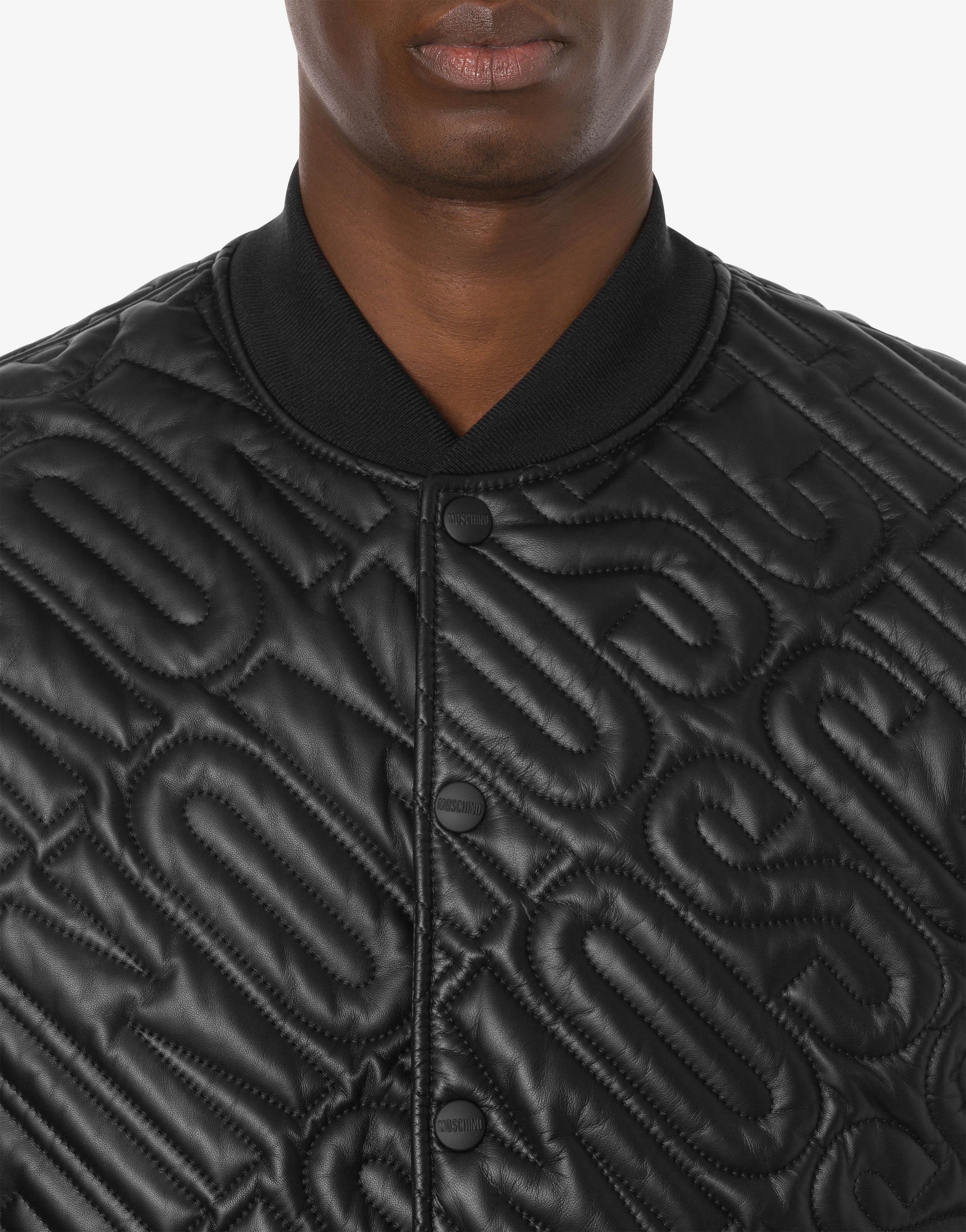 ALL-OVER QUILTED LOGO NAPPA BOMBER - 4