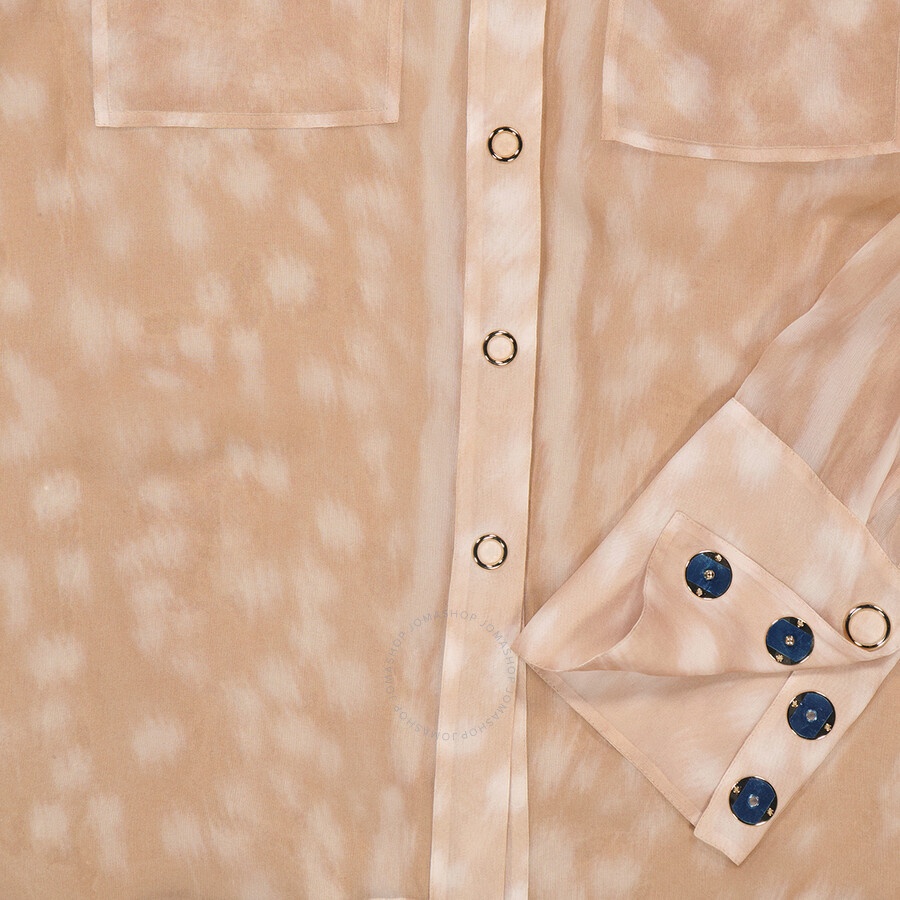 Burberry Beige Deer Print Pussybow Blouse - 6