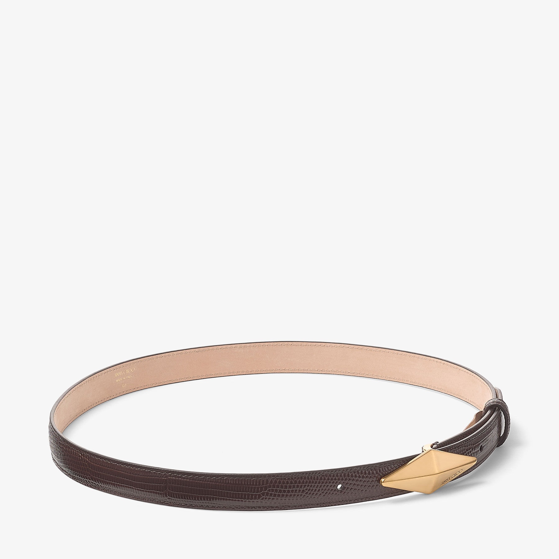 Diamond Clasp Belt
Coffee Lizard Printed Leather Belt - 3