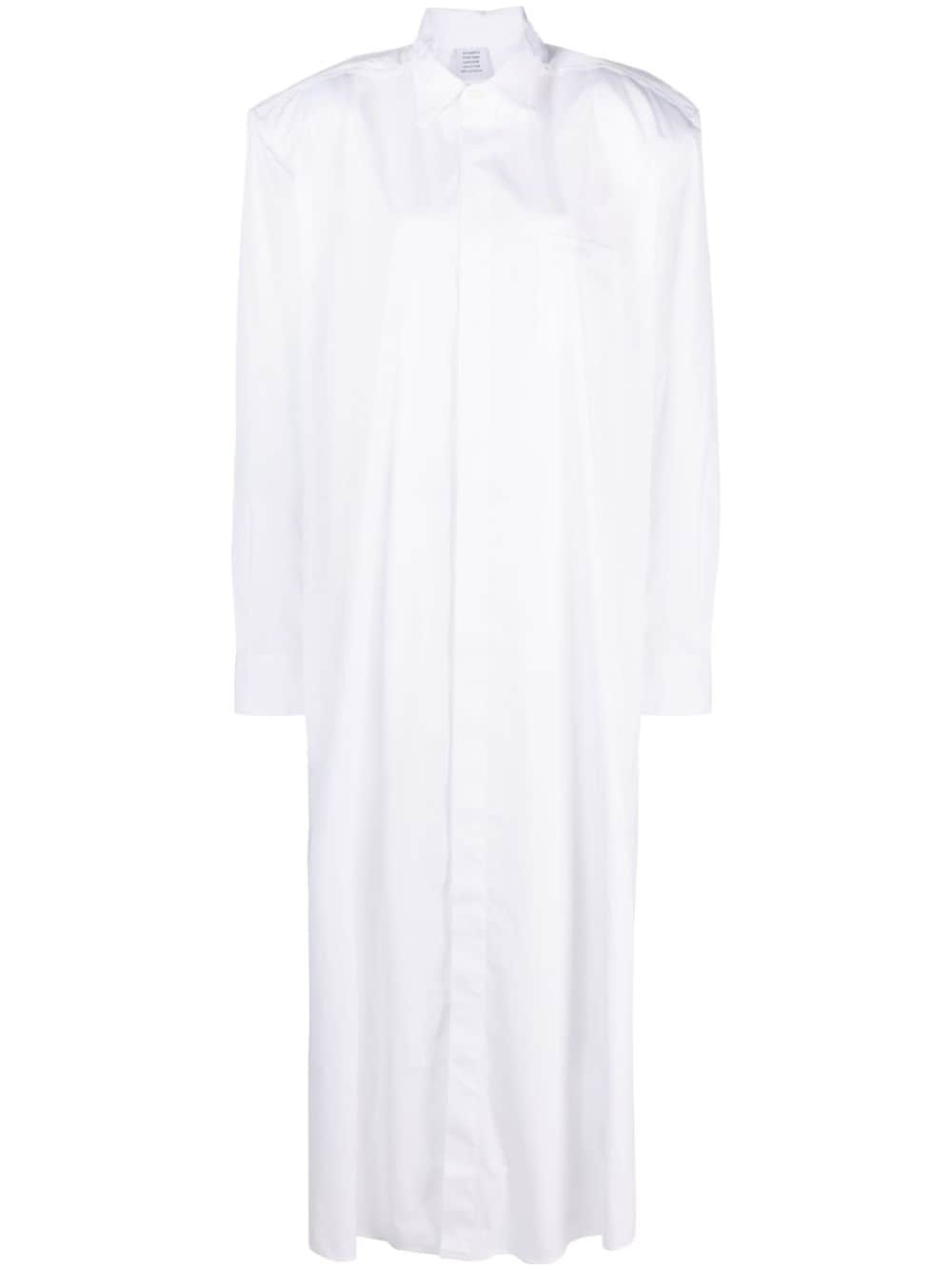 long-sleeved cotton maxi shirt dress - 1