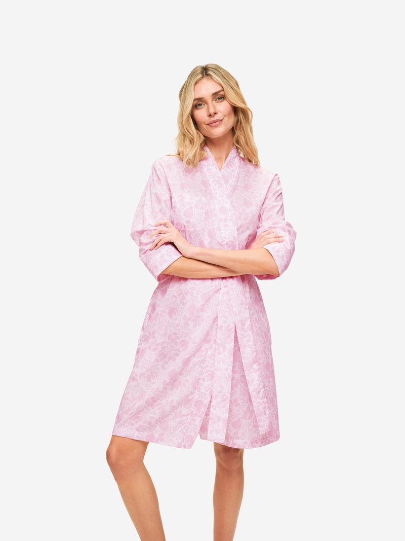 Derek Rose Women's Dressing Gown Nelson 89 Cotton Batiste Pink