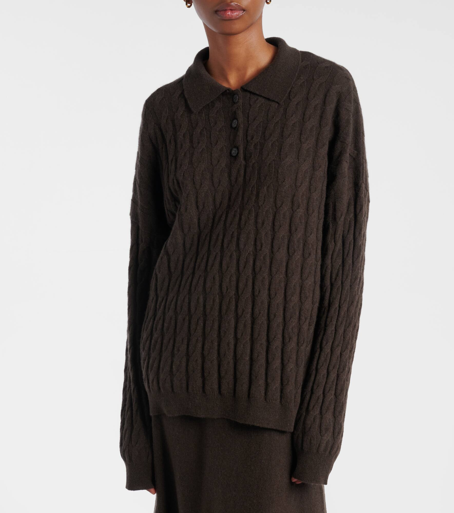 Cable-knit cashmere polo sweater - 6