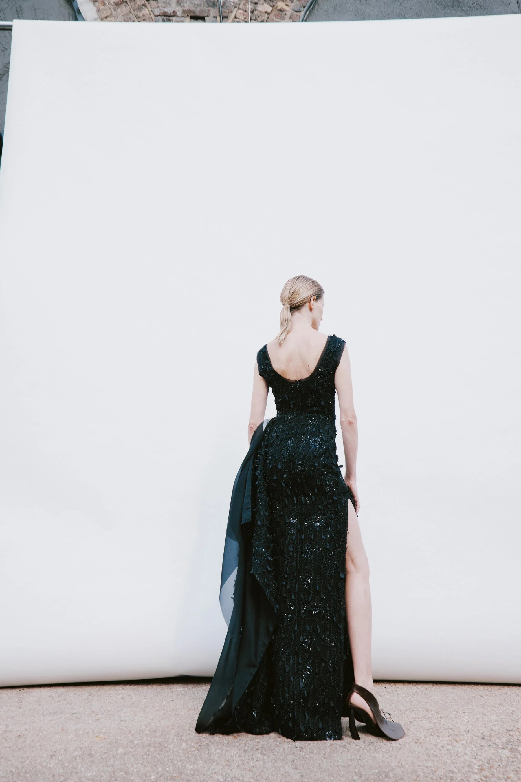 TANK TOP MAXI DRESS WITH SIDE PANEL DETAIL BLACK - 1
