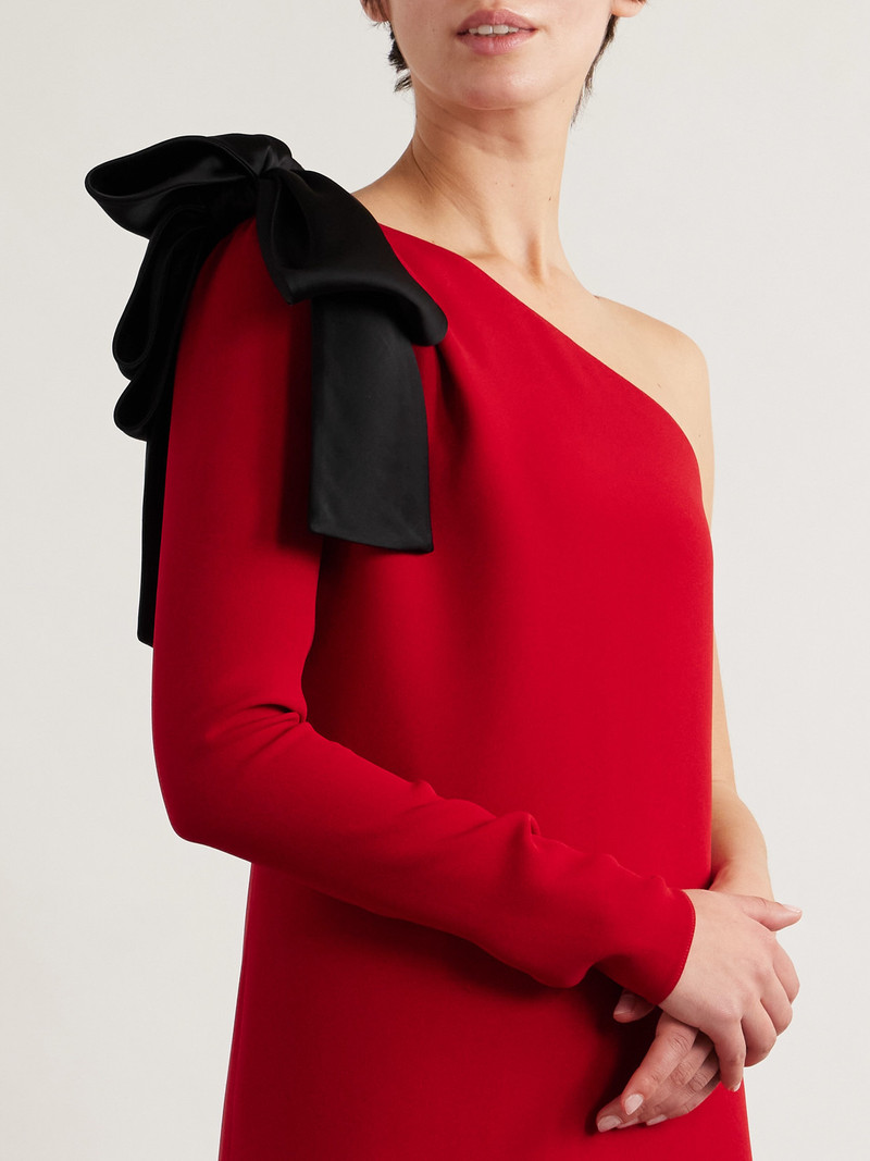 One-sleeve Bow-detailed Silk-crepe Gown 5