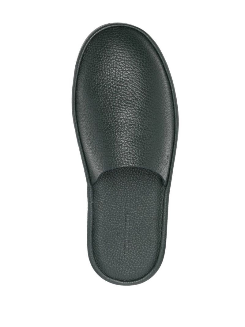 embossed-logo leather slippers - 8