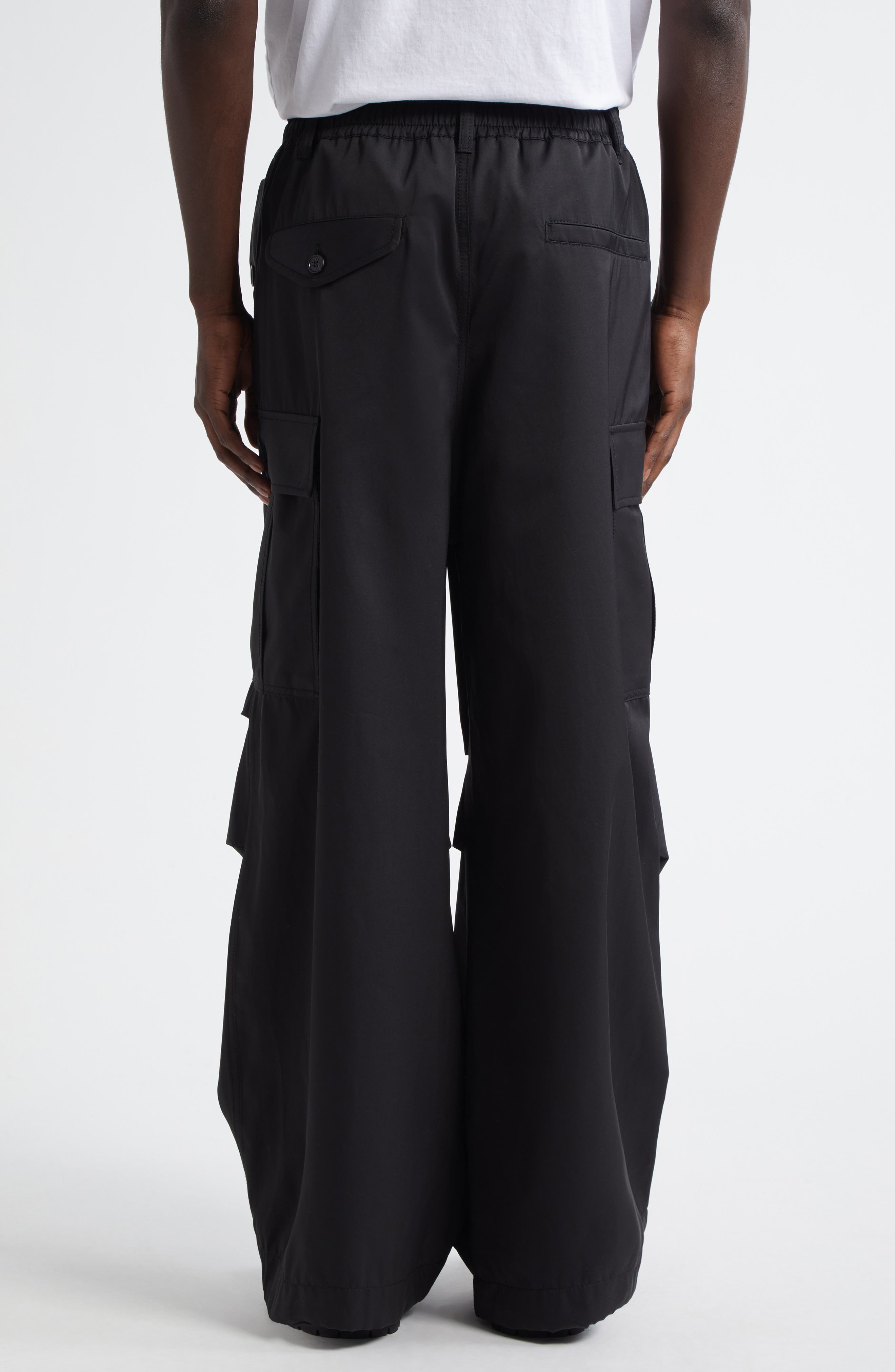 Marni Wide Leg Taffeta Cargo Pants in 00N99 Black at Nordstrom - 3