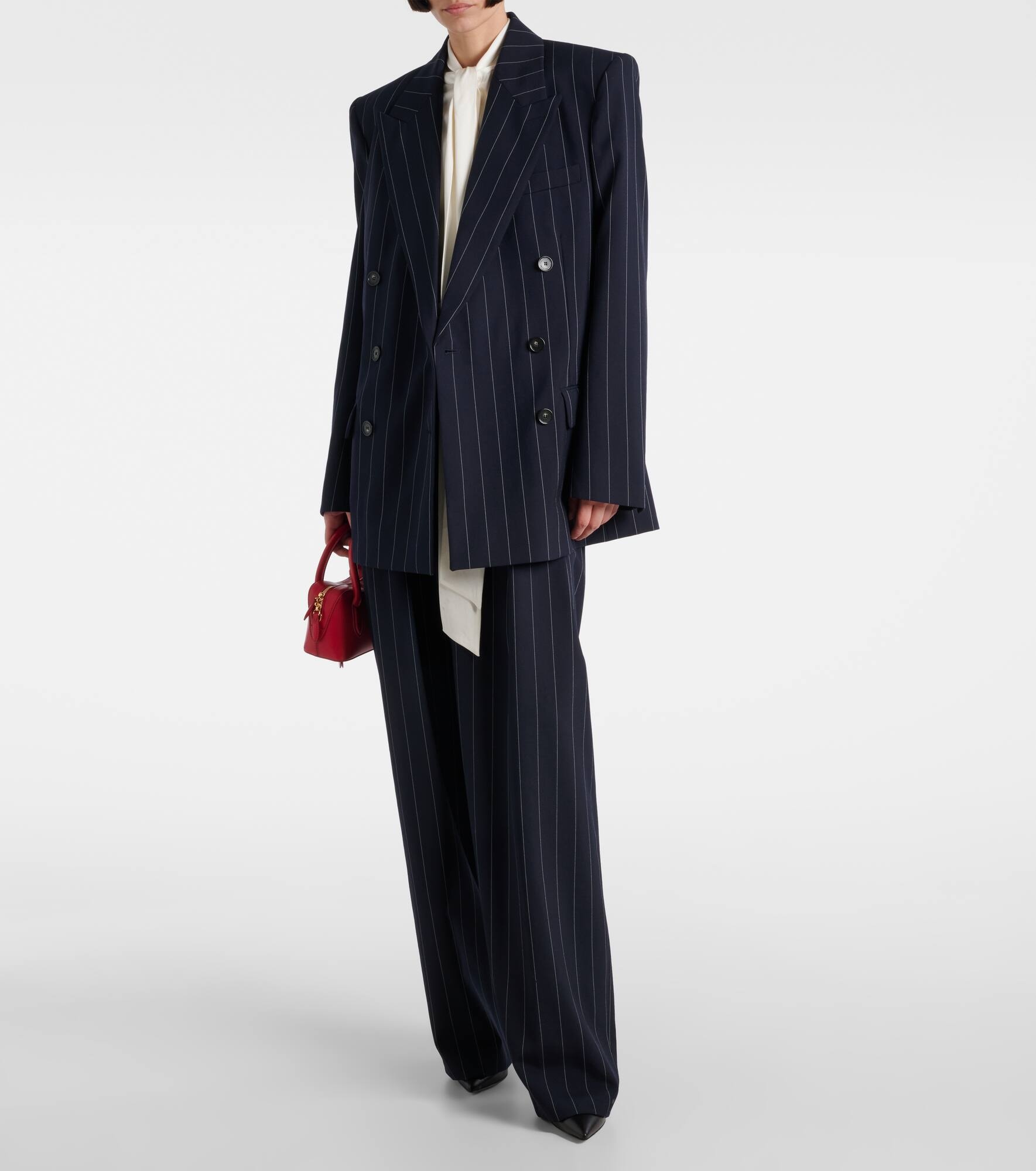 Pinstripe wool tapered pants - 2