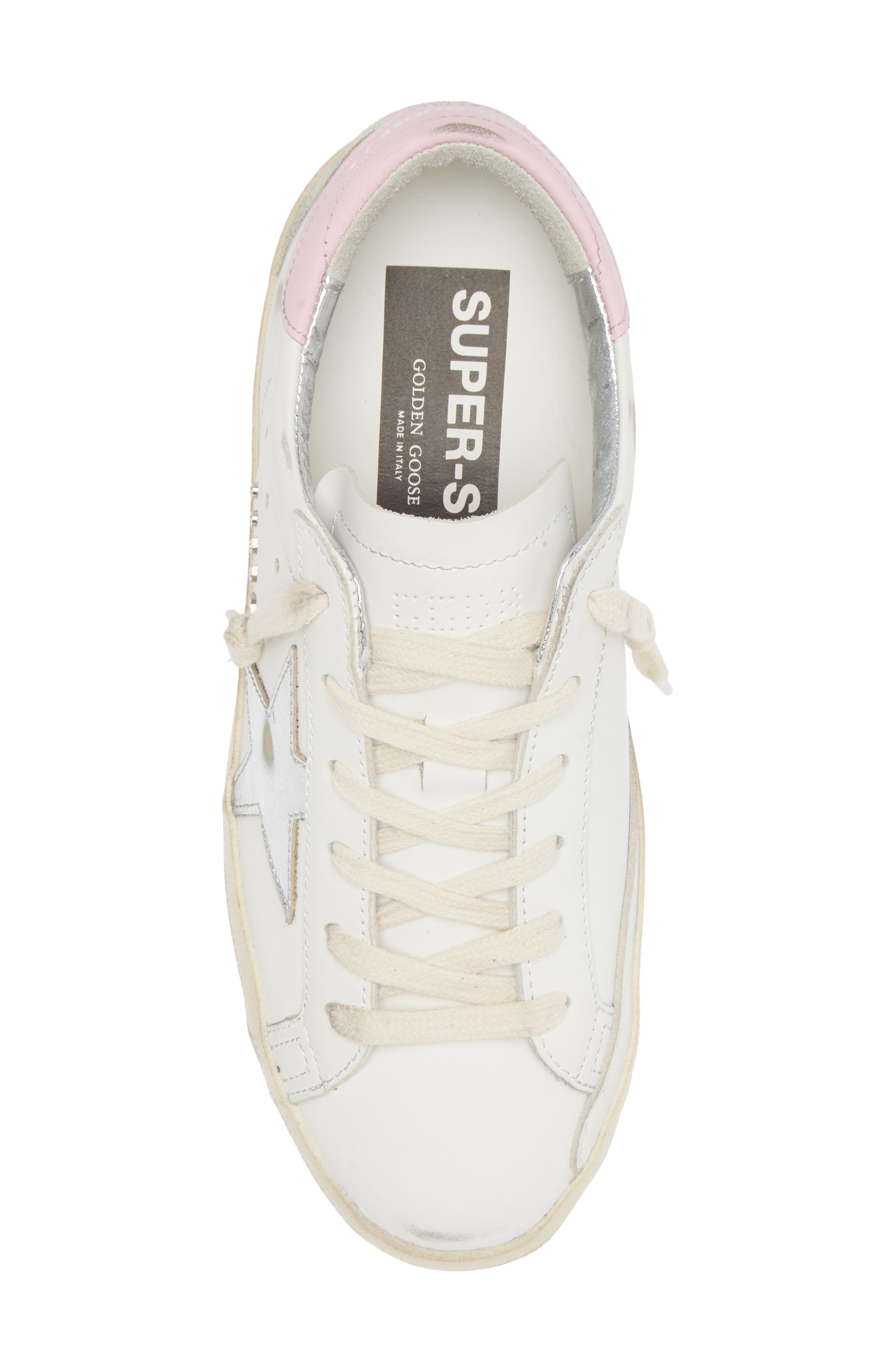Golden Goose Super-Star Low Top Sneaker in White/Silver/Pink at Nordstrom - 5