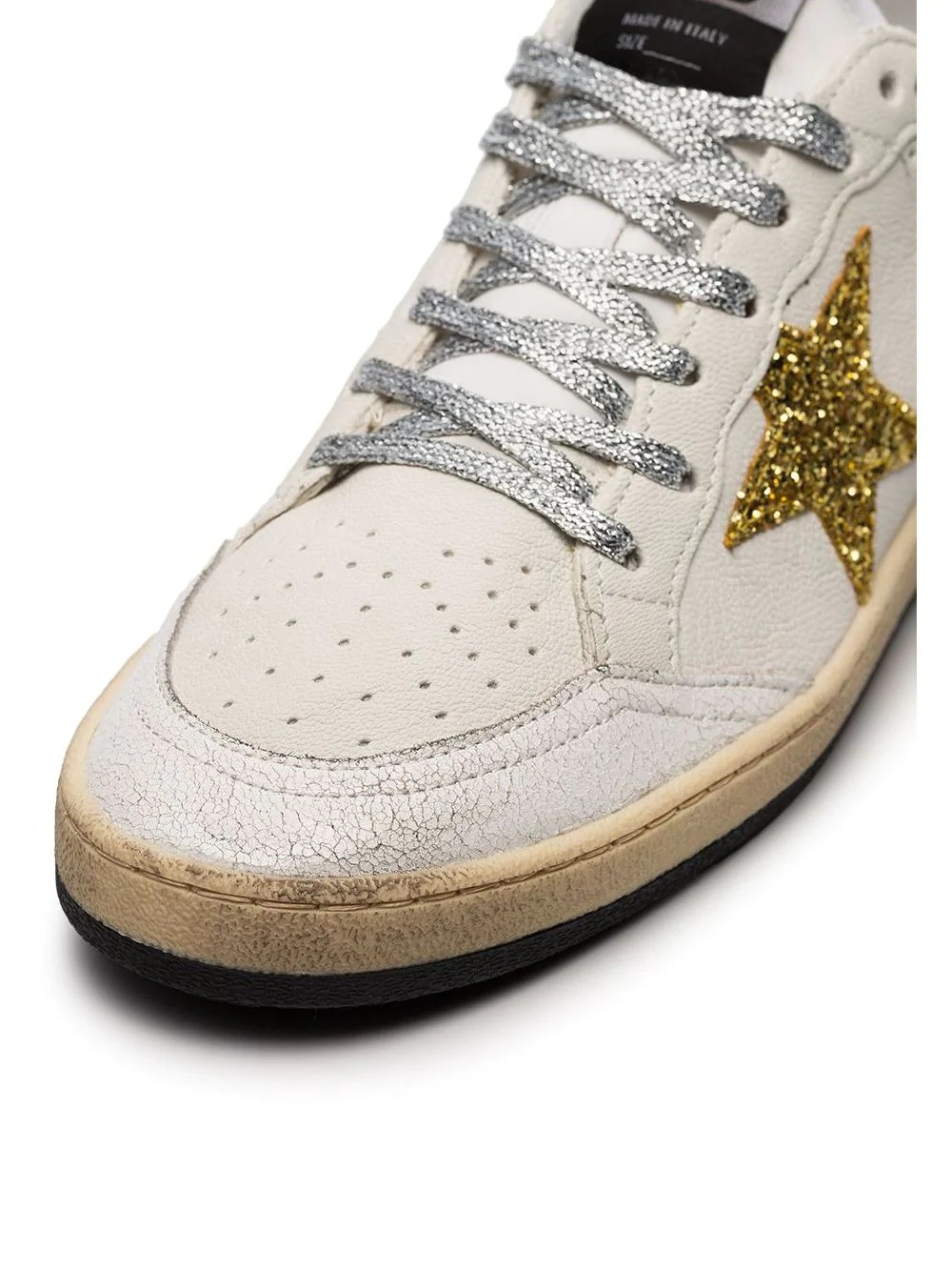 Ball star applique leather sneakers - 4