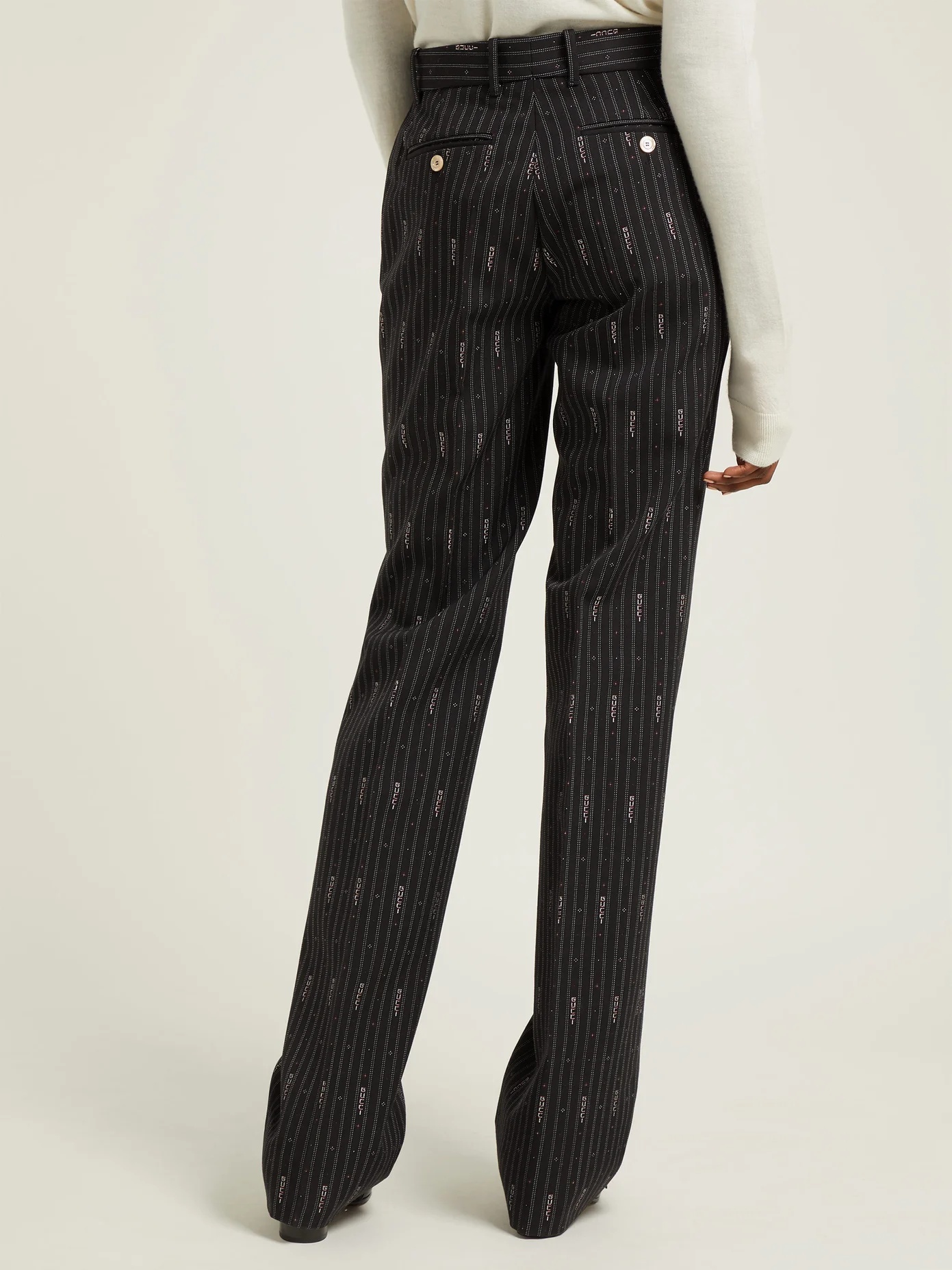 Logo wool and silk-blend jacquard trousers - 3