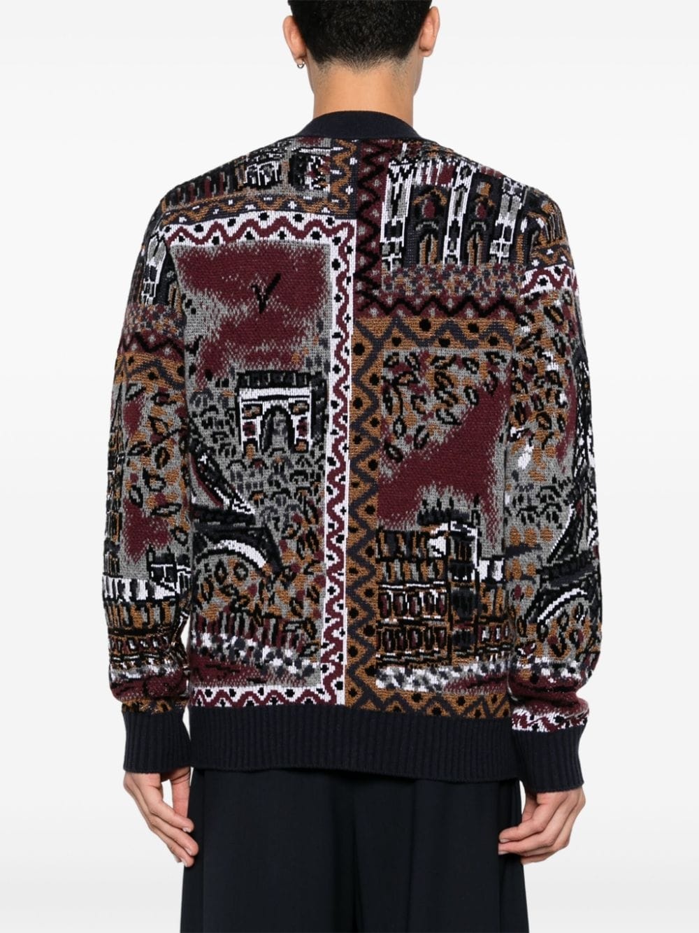 patterned-jacquard cardigan - 4