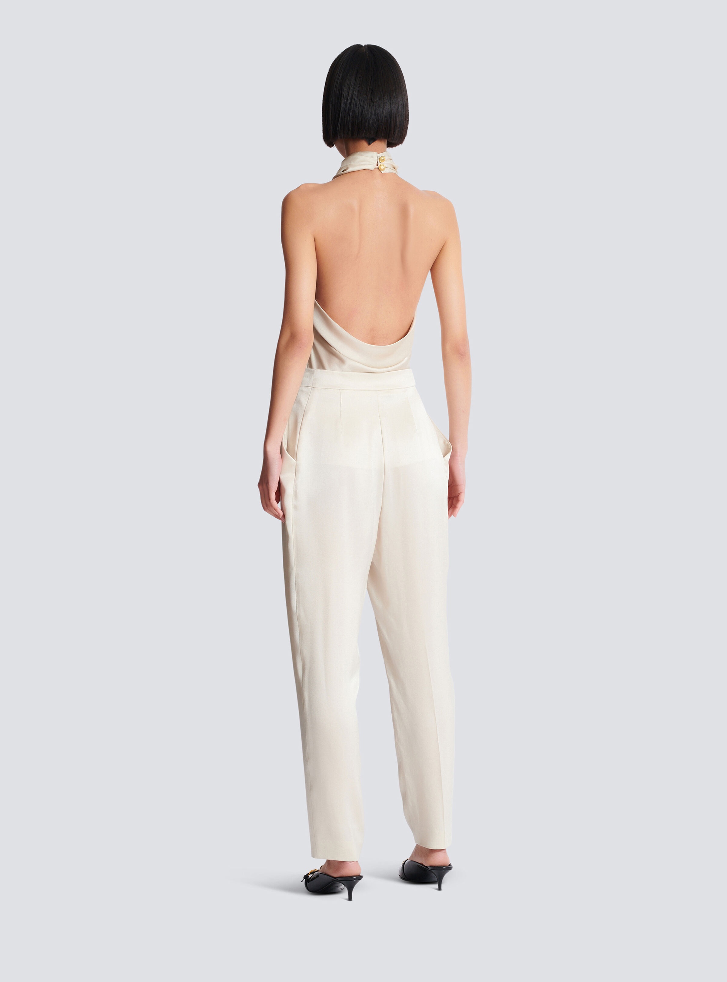 High-waisted silk trousers - 4