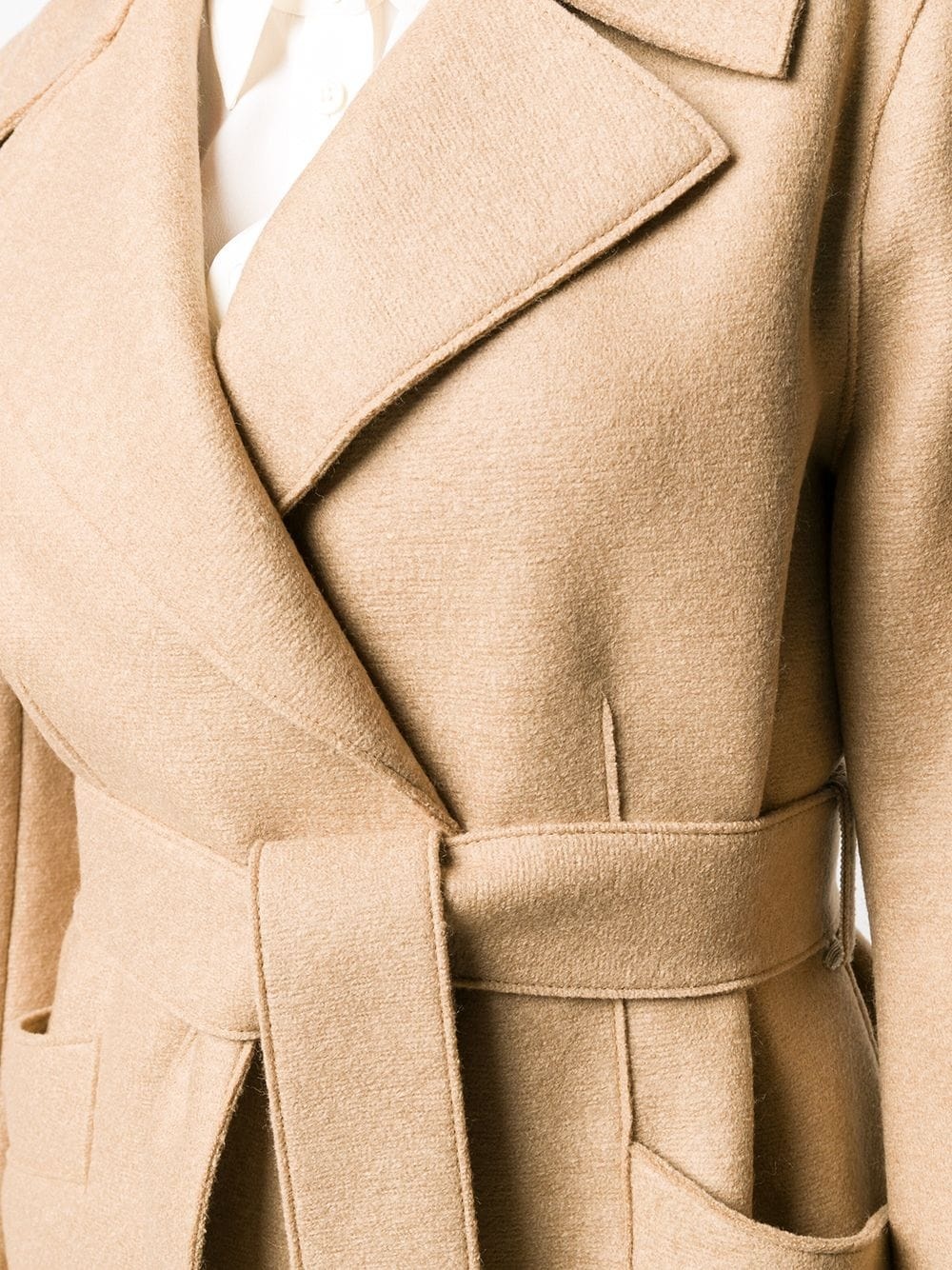 wrap-around virgin wool coat - 5