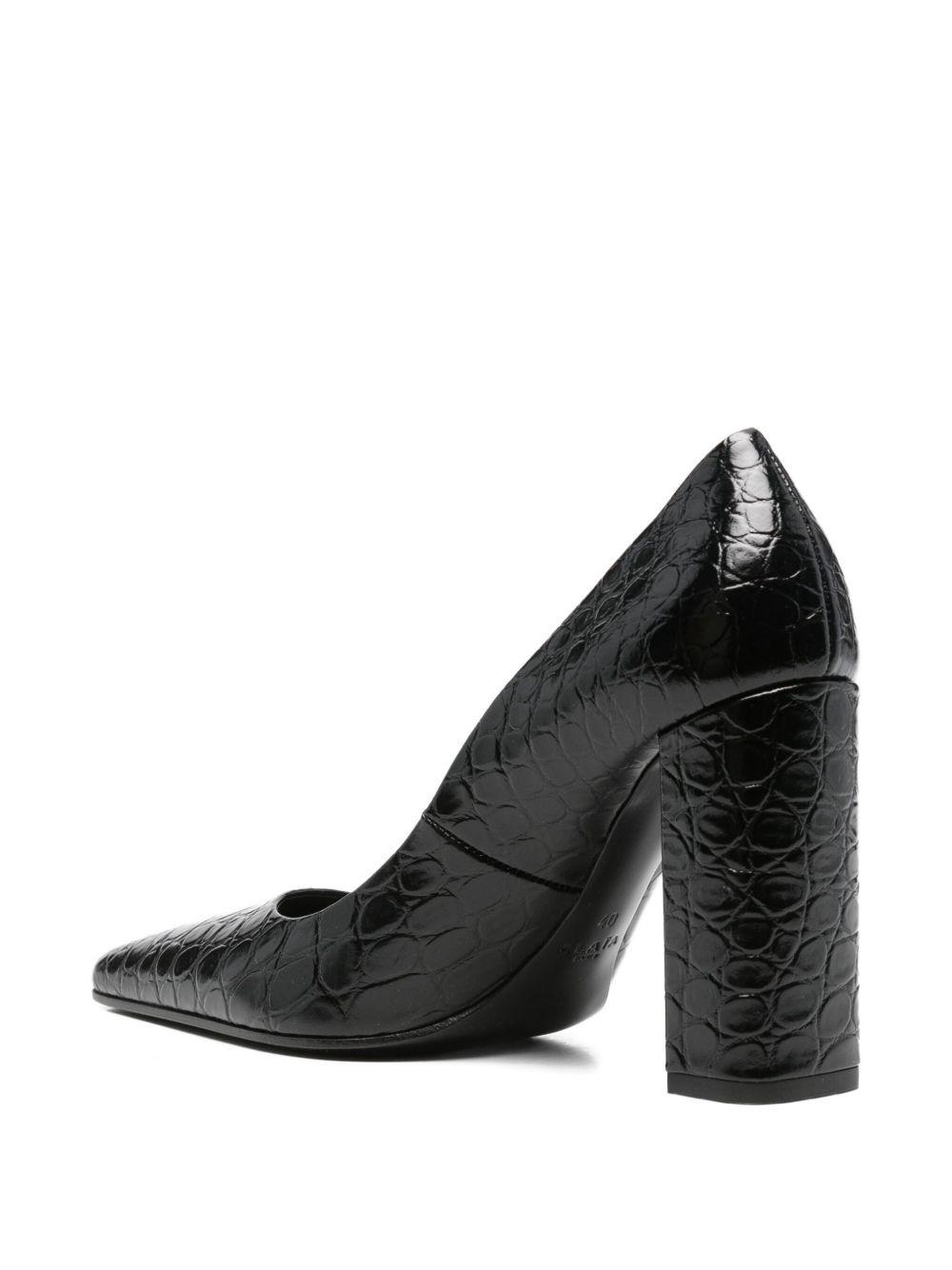 90mm crocodile-embossed pointed pumps - 3