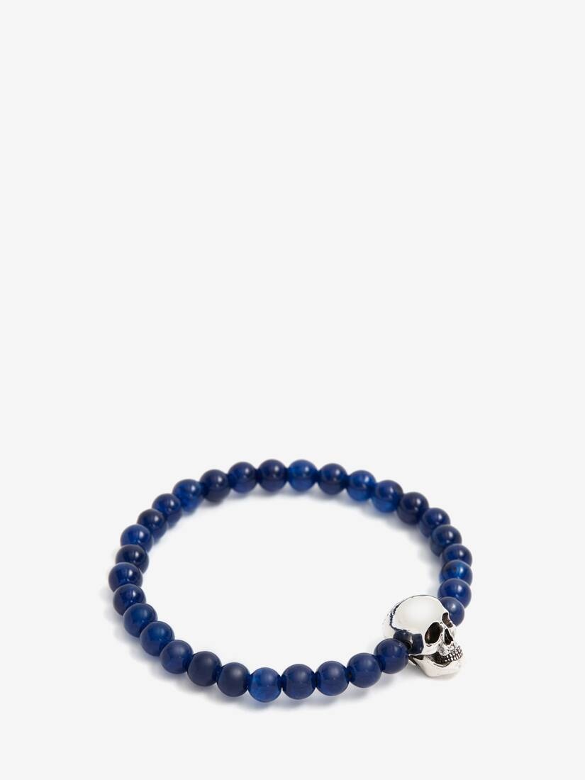 Men's Skull Beaded Bracelet in Electric Blue - 2