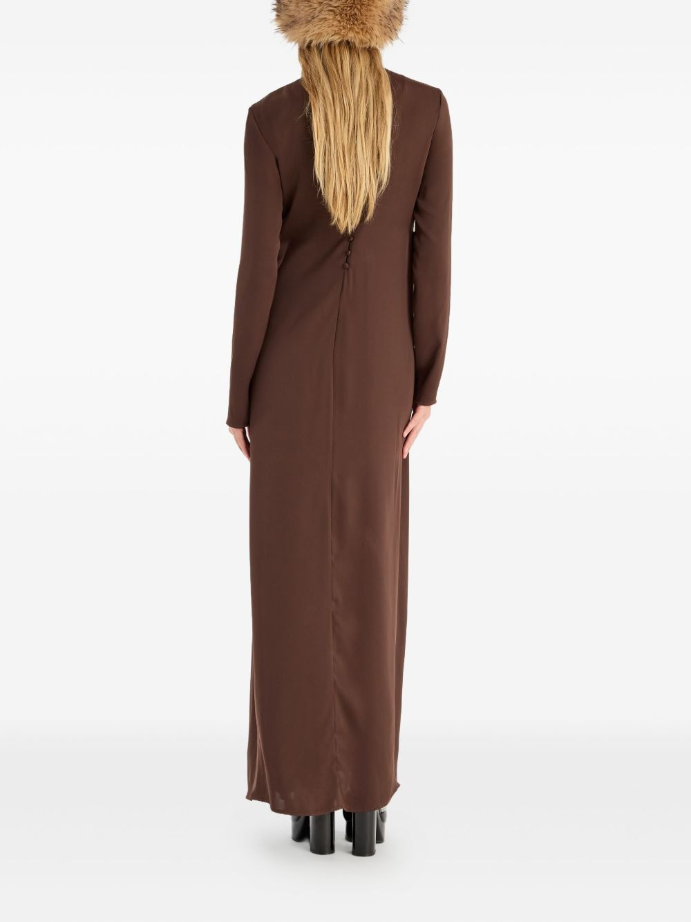 satin long-sleeve maxi dress - 4