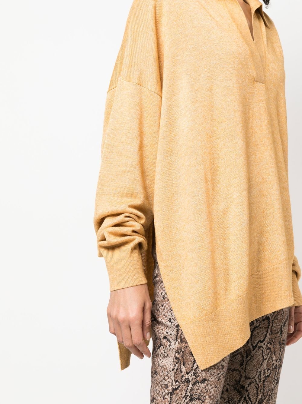 spread-collar knitted top - 5