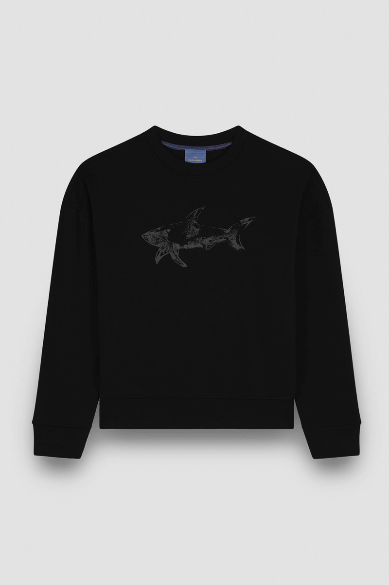 COTTON FLEECE SWEATSHIRT WITH SHARK PRINT 1
