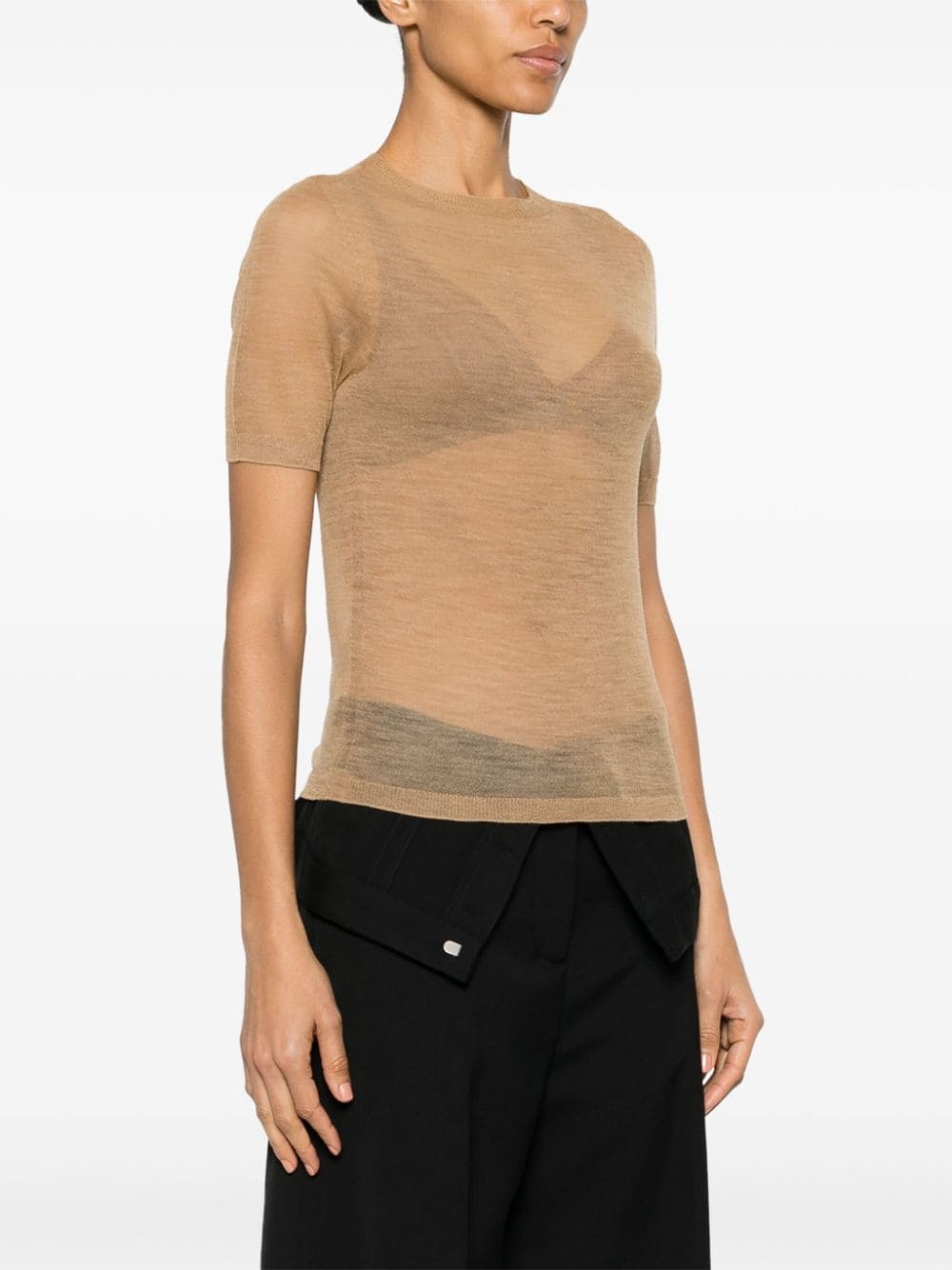 semi-sheer cheesecloth T-shirt - 3