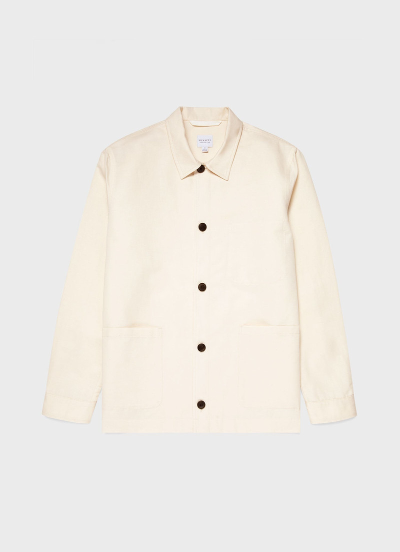 Undyed Cotton Linen Twin Pocket Jacket 1