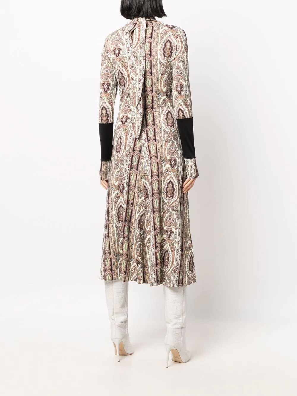 paisley print flared dress - 4