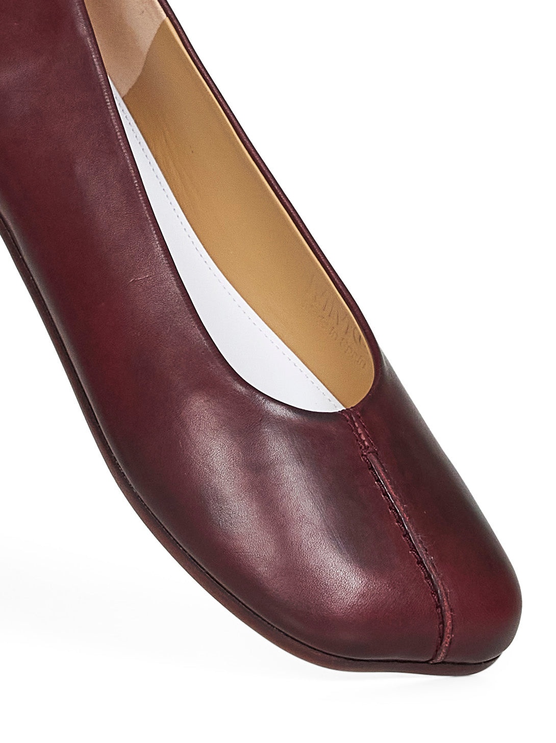 Burgundy stitch-out leather ballet flats - 4