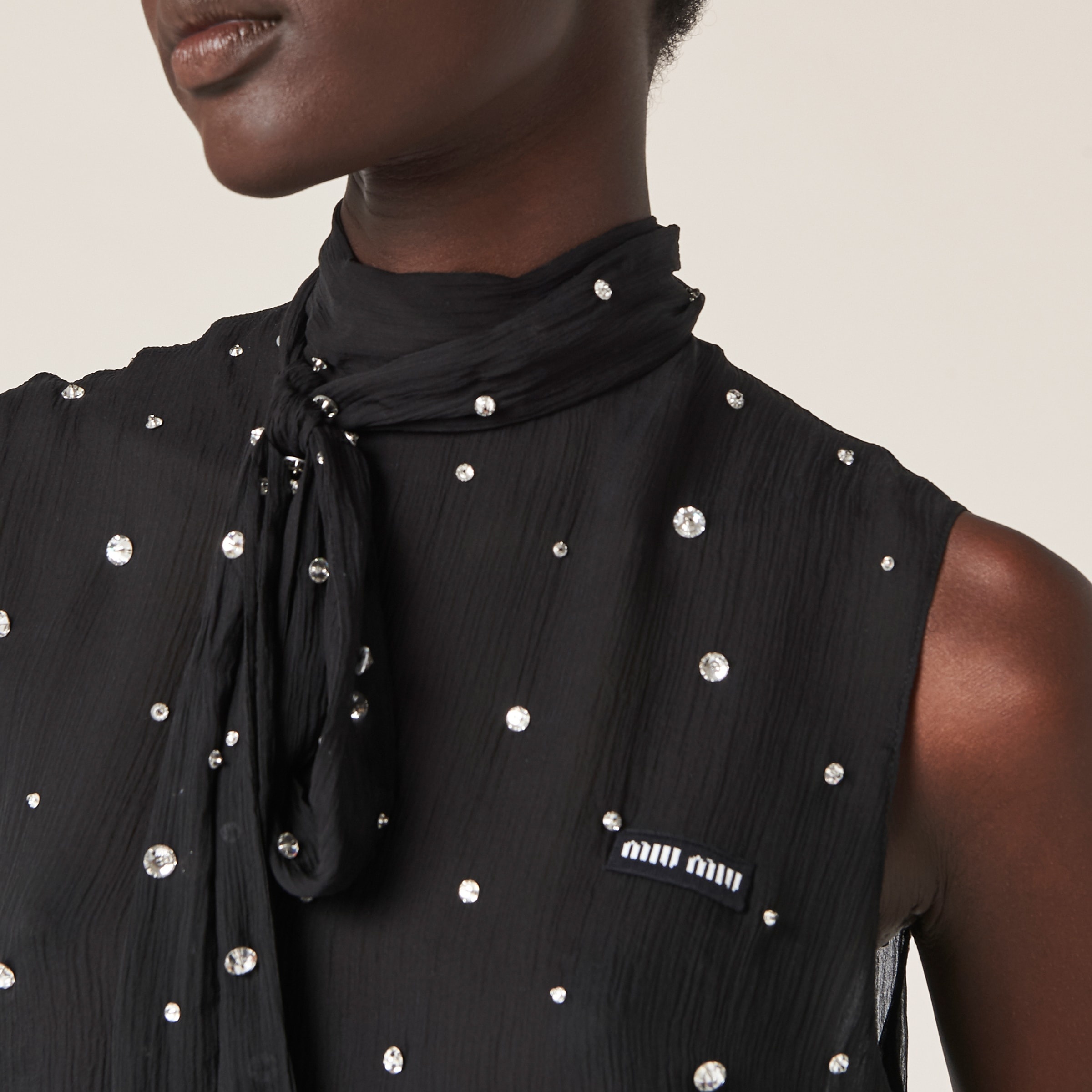 Embroidered chiffon top - 5