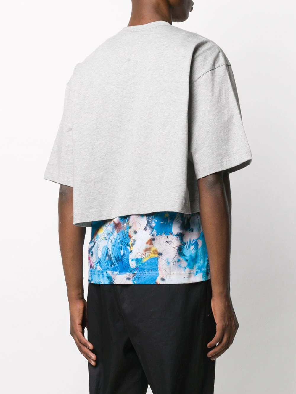 contrast-panel layered T-shirt - 4