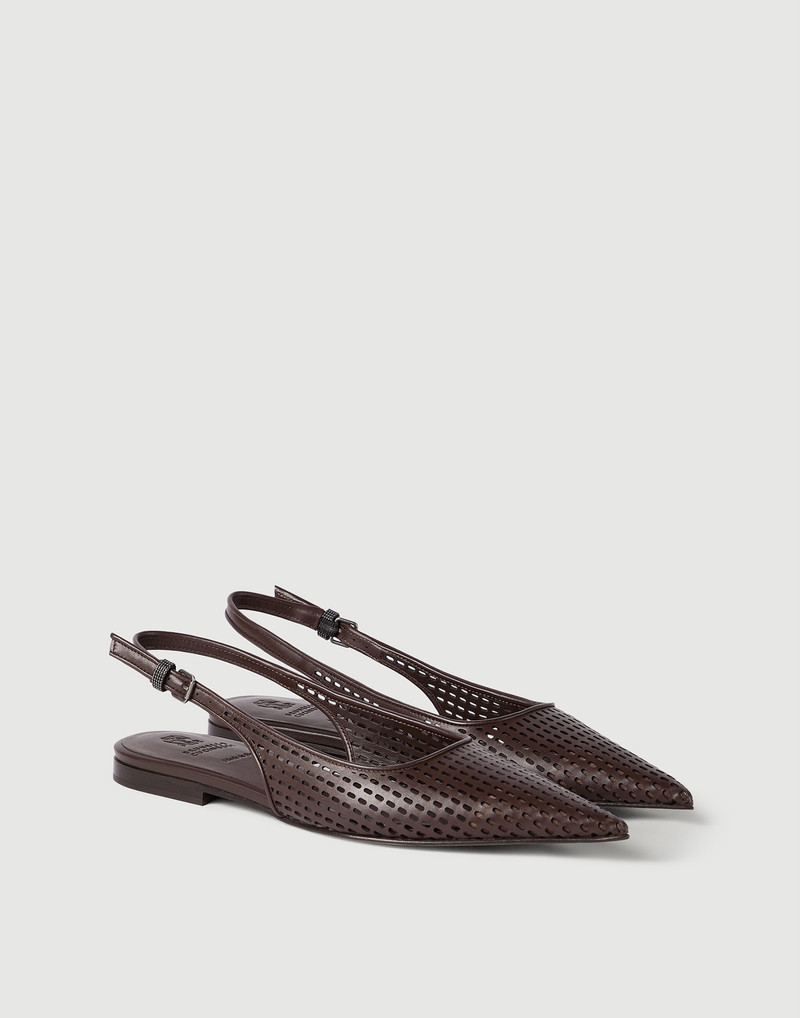 Calfskin net slingback flats with monili 1