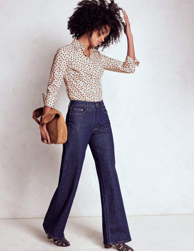 Saskia Stretch Cotton Shirt-Cognac, Painted Dot 5