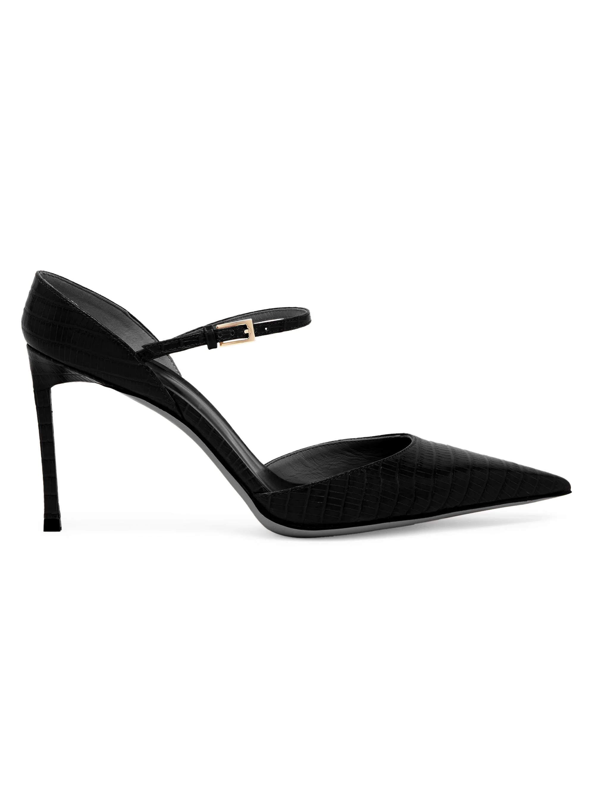 Women's Tejus 85MM Croc-Embossed Leather Mary Jane Pumps - Black - 1