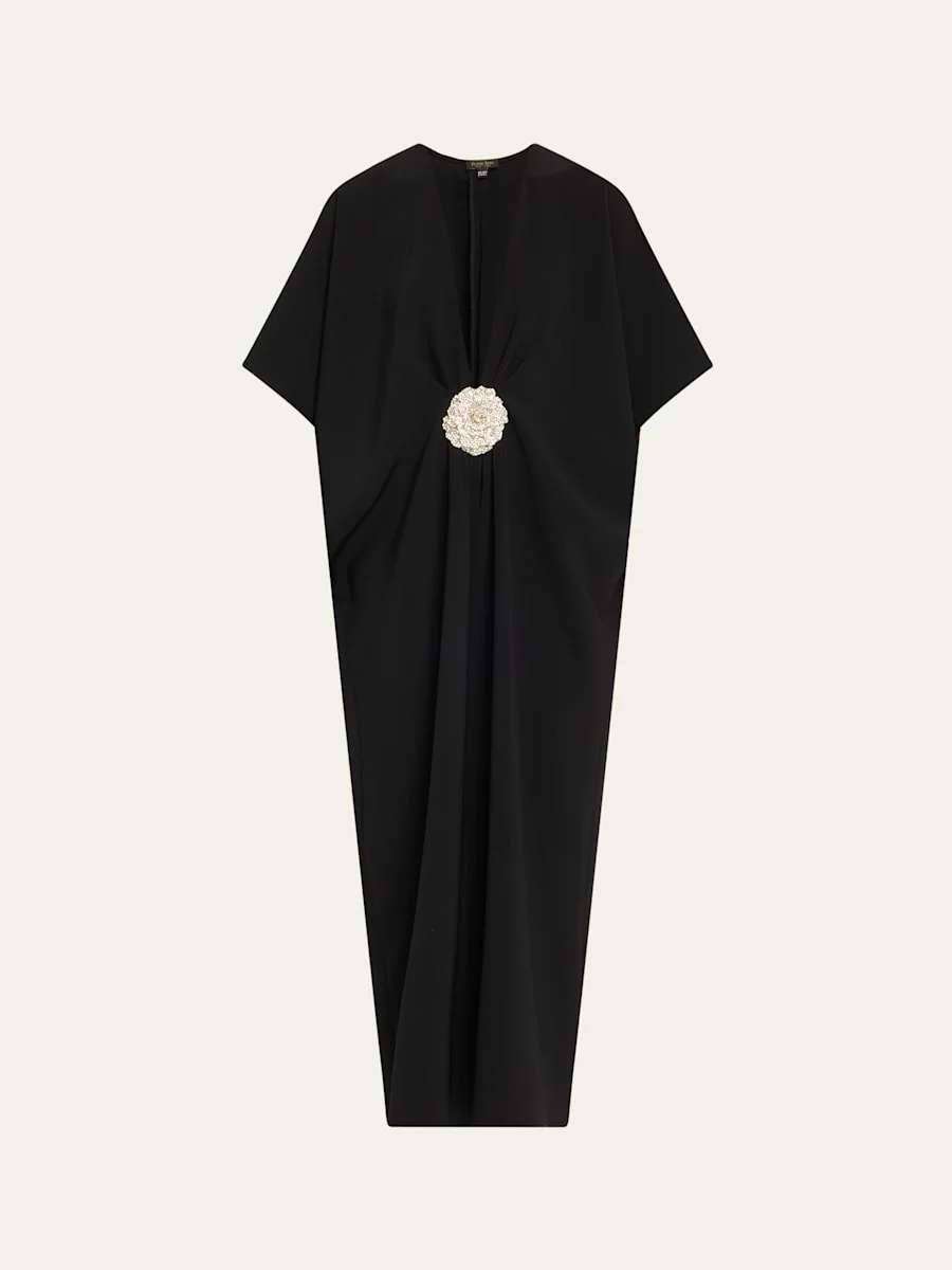 V-Neck Crepe Midi Caftan - 1
