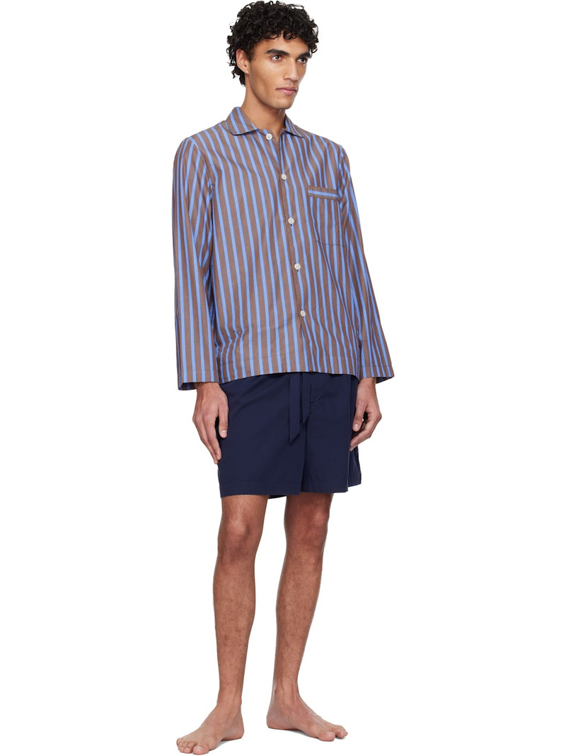 TEKLA Navy Poplin Pyjama Shorts outlook