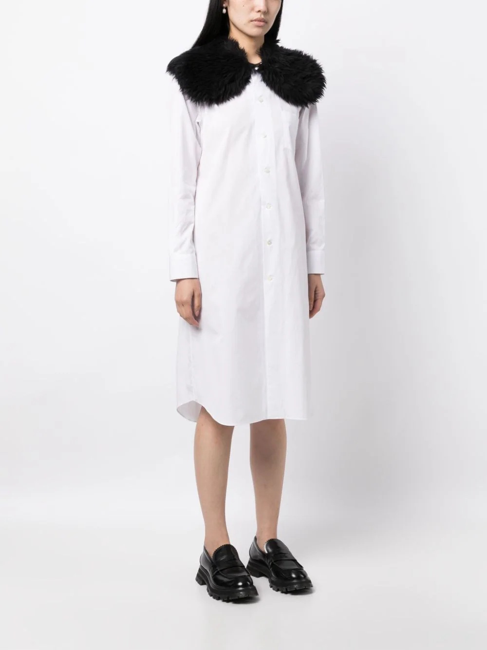 Fur Collar Long Shirt - 3