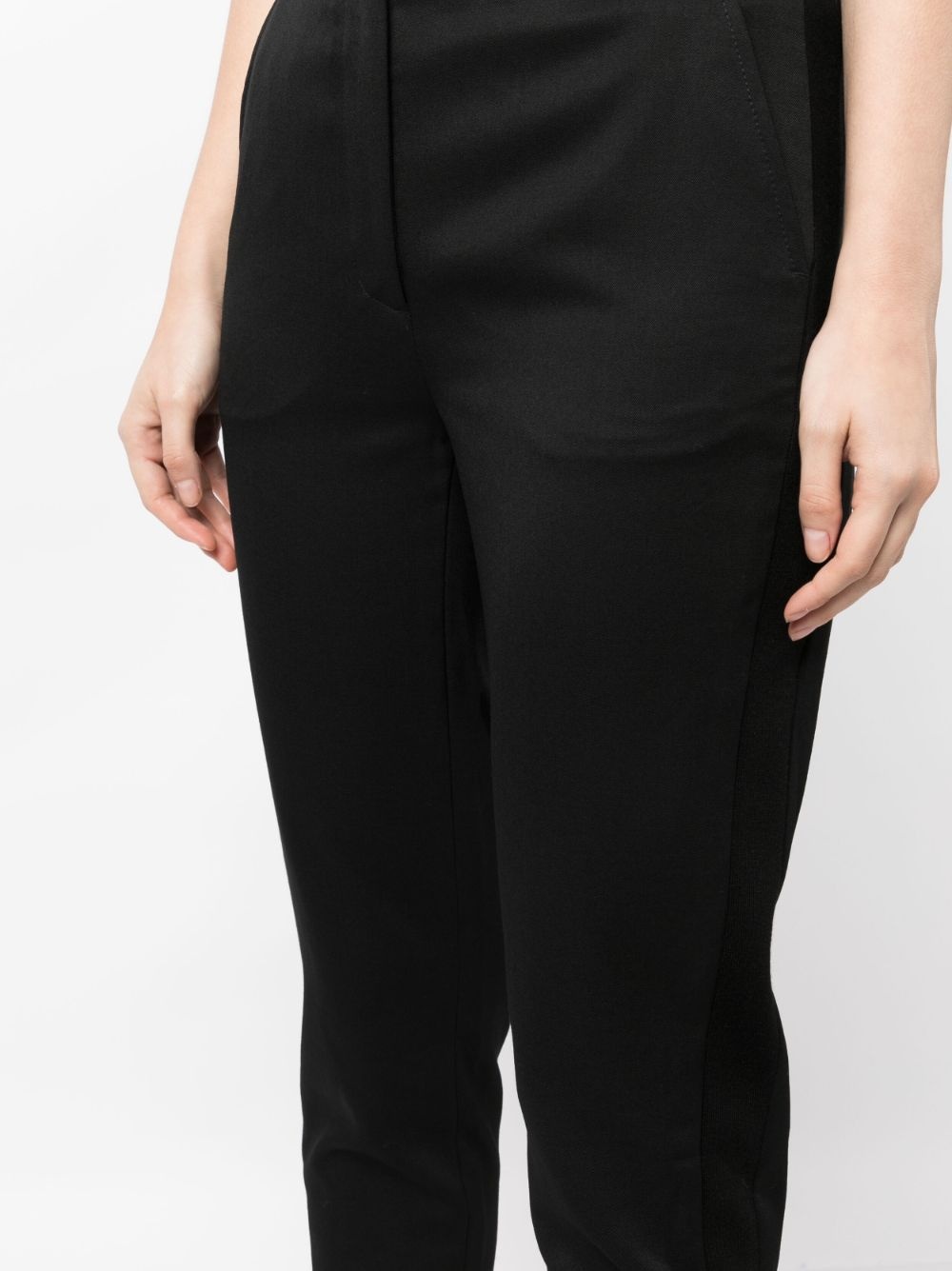 mid-rise wool tapered trousers - 5